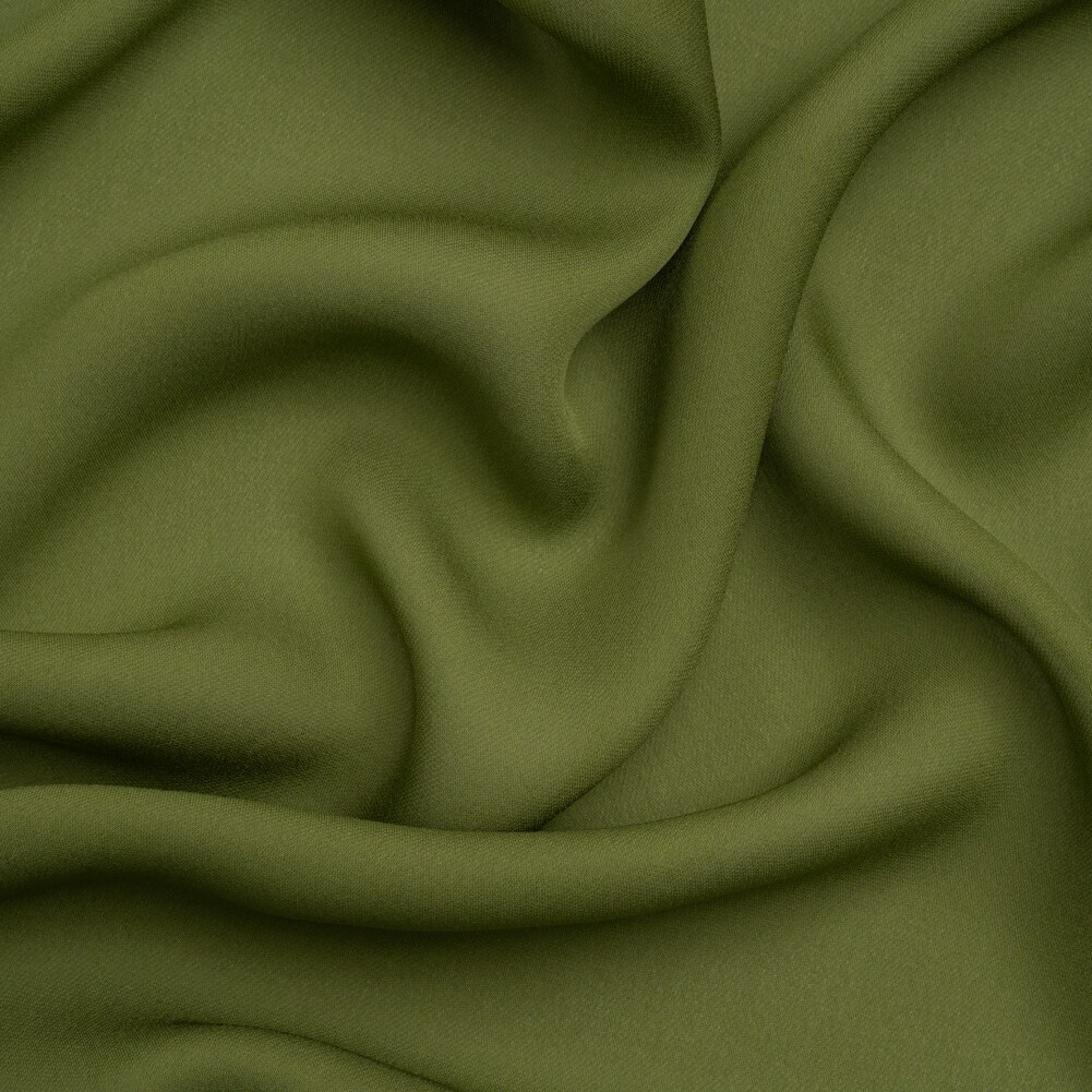 1 Yard Pesto Green Silk Double Georgette Premium Resort Wear Fabric, 44 Inches Wide