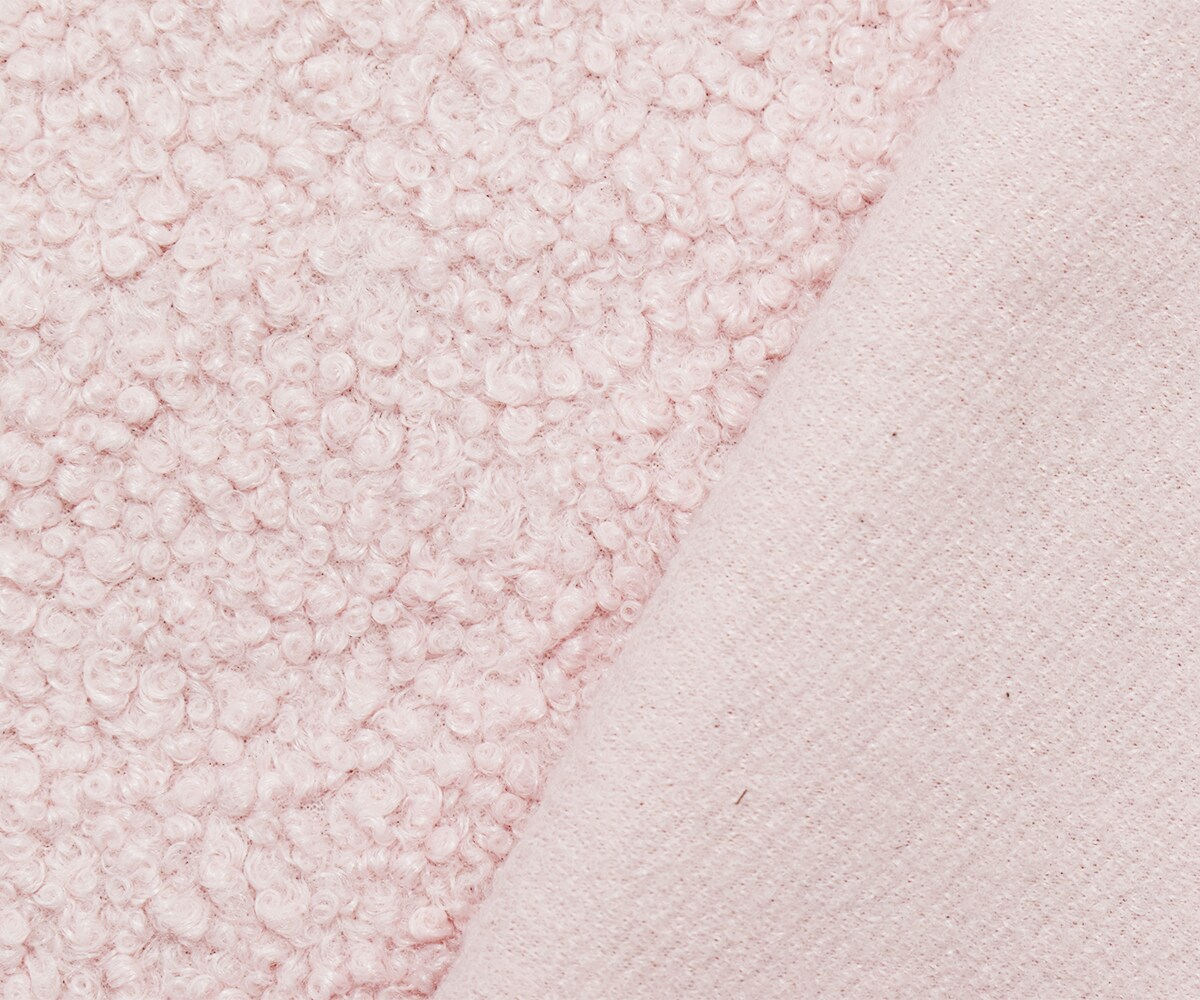 Pastel Pink Wool-Poly Boucle Knit Fabric By the Yard