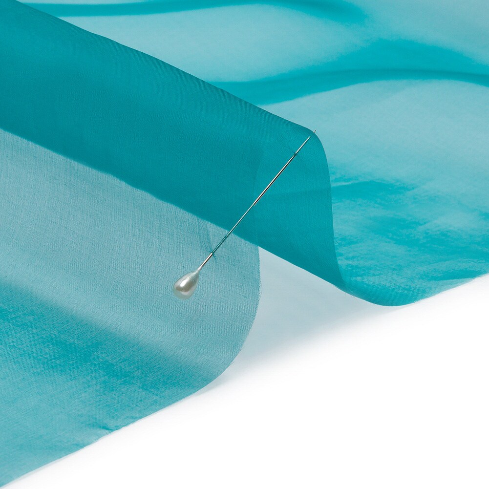 1 Yard Luxury Silk Organza Fabric Sheer Lightweight Solid Deep Teal Blue 44 Inch Width