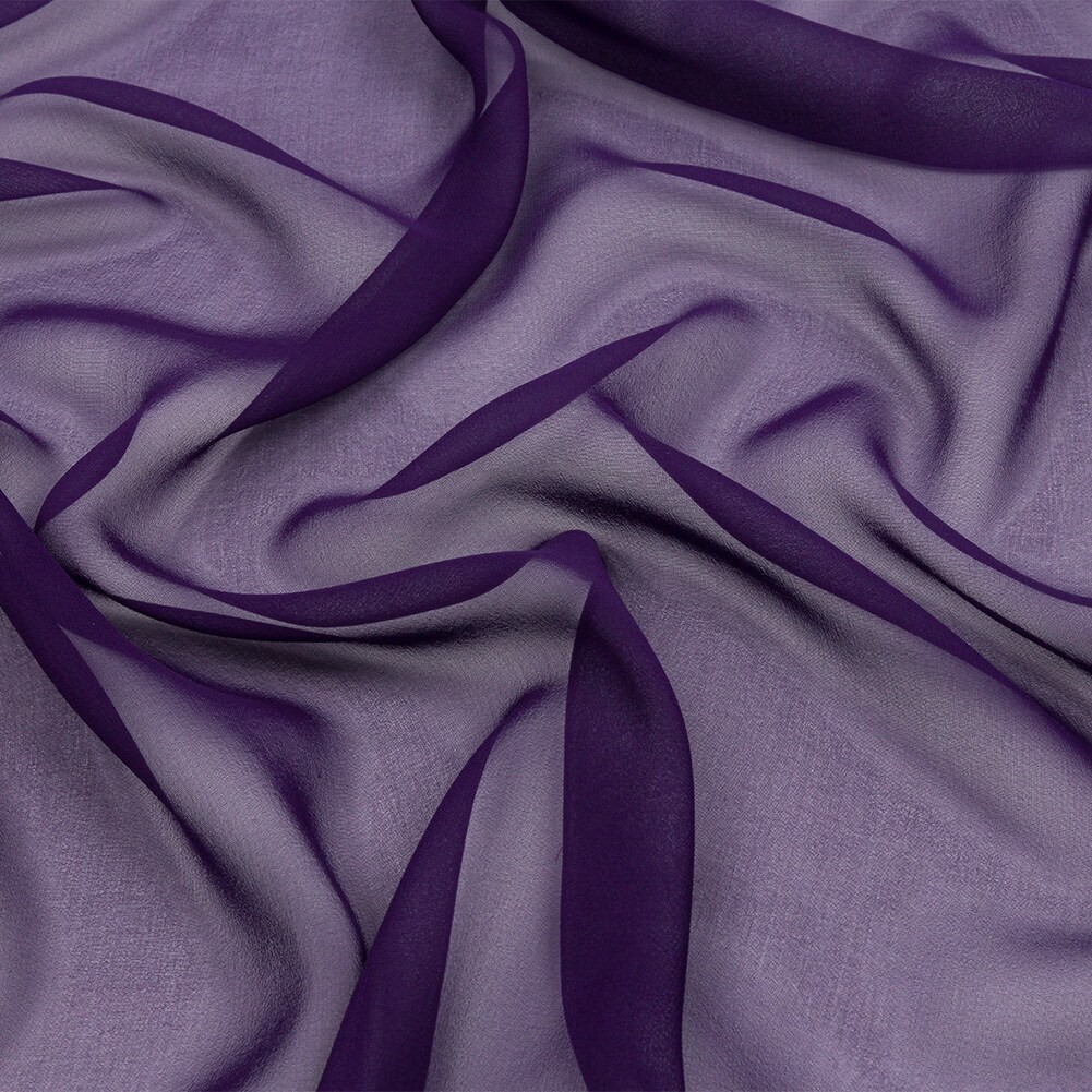 1 Yard Sheer Grape Silk Chiffon Fabric Lightweight Solid Premium Textile 54 Inch Width