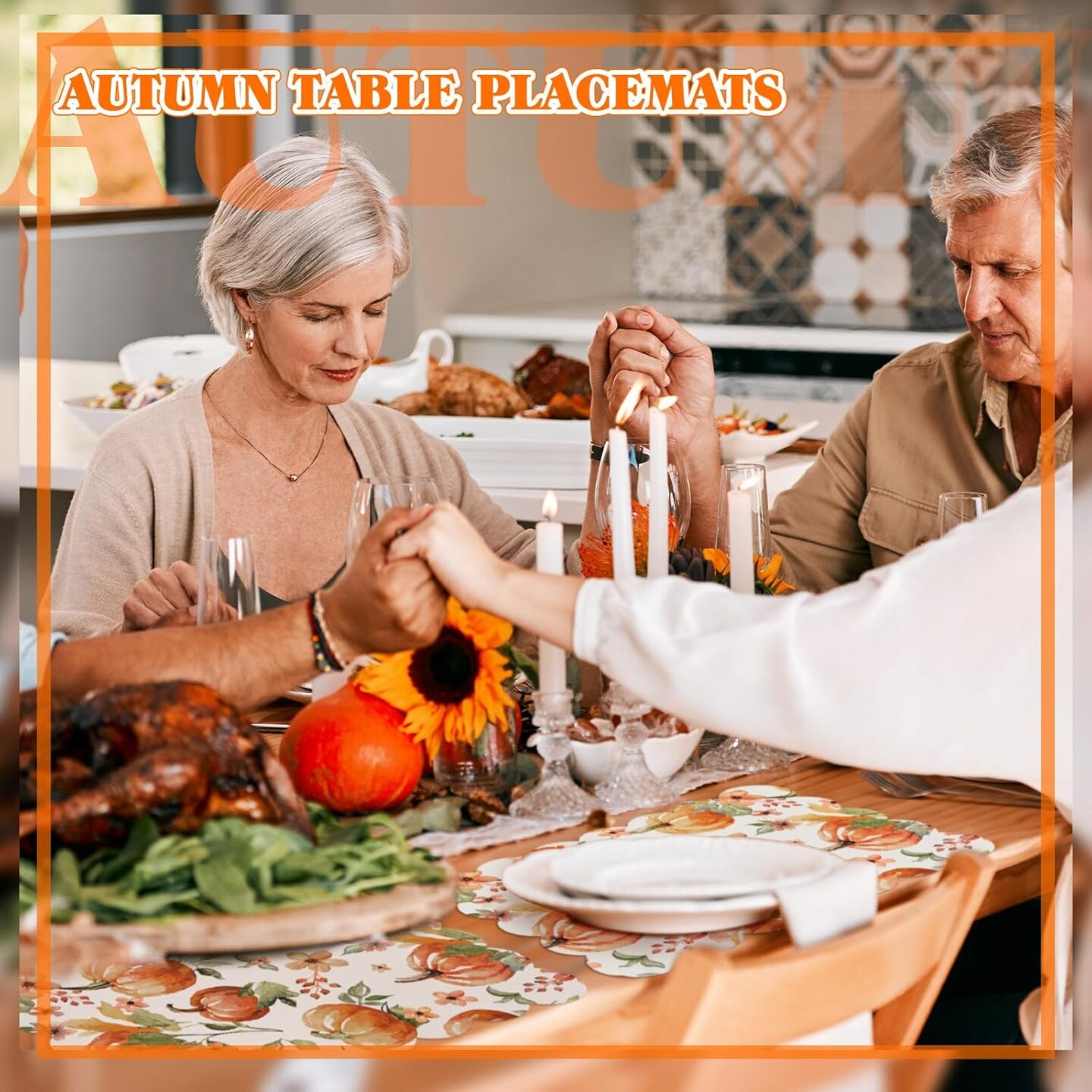 6 Pcs Fall Watercolor Placemats 12 x 17 Inches(Yellow)