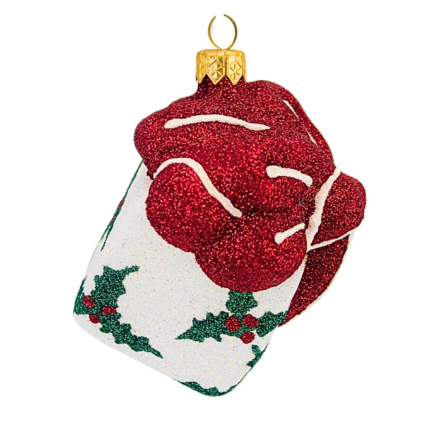 Mattarusky 3.0 Inch White Holly Present Christmas Tree Ornament , Christmas Decor Gift Holidays