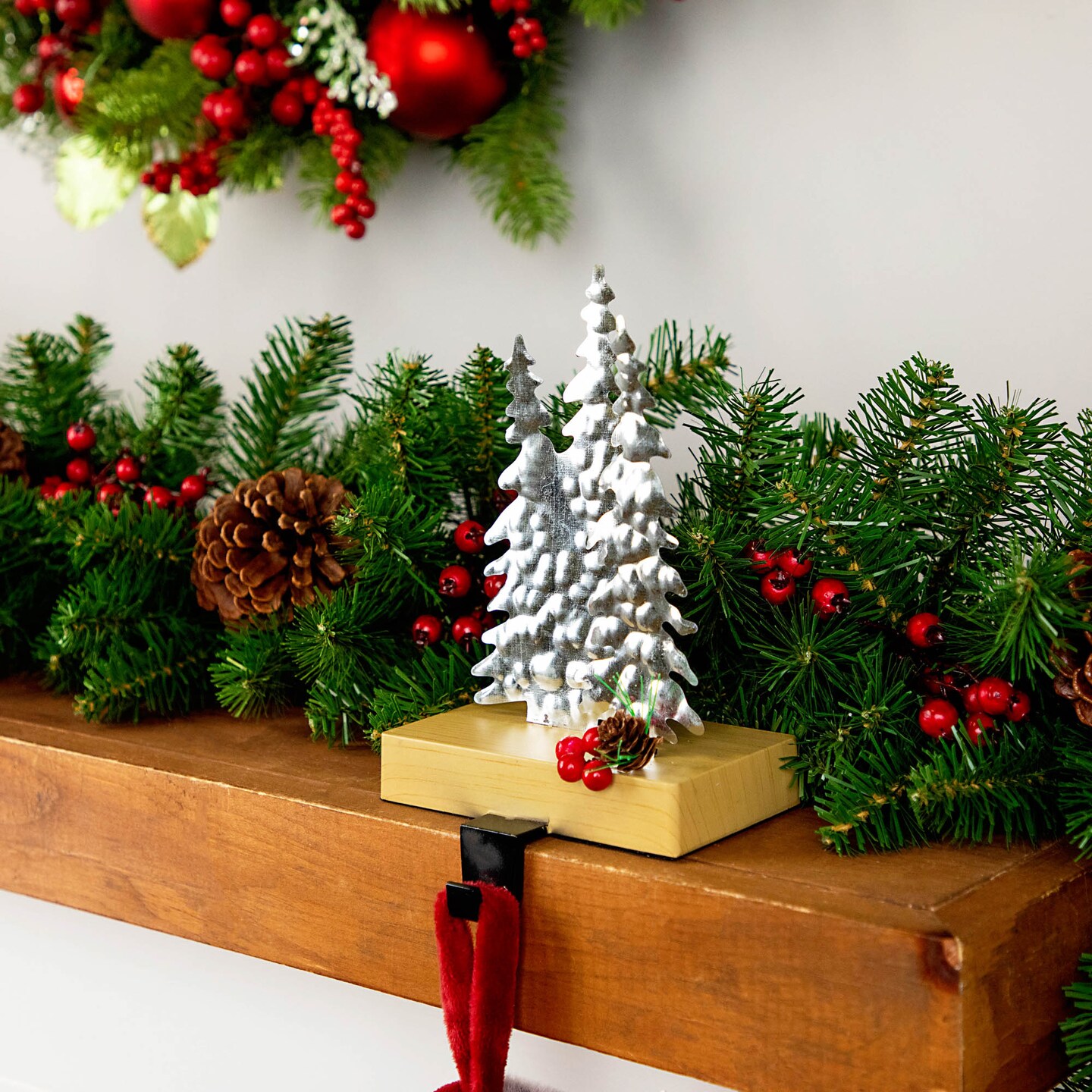 Northlight Galvanized Metal Deer with Trees Christmas Stocking Holder - 8.5" - Silver