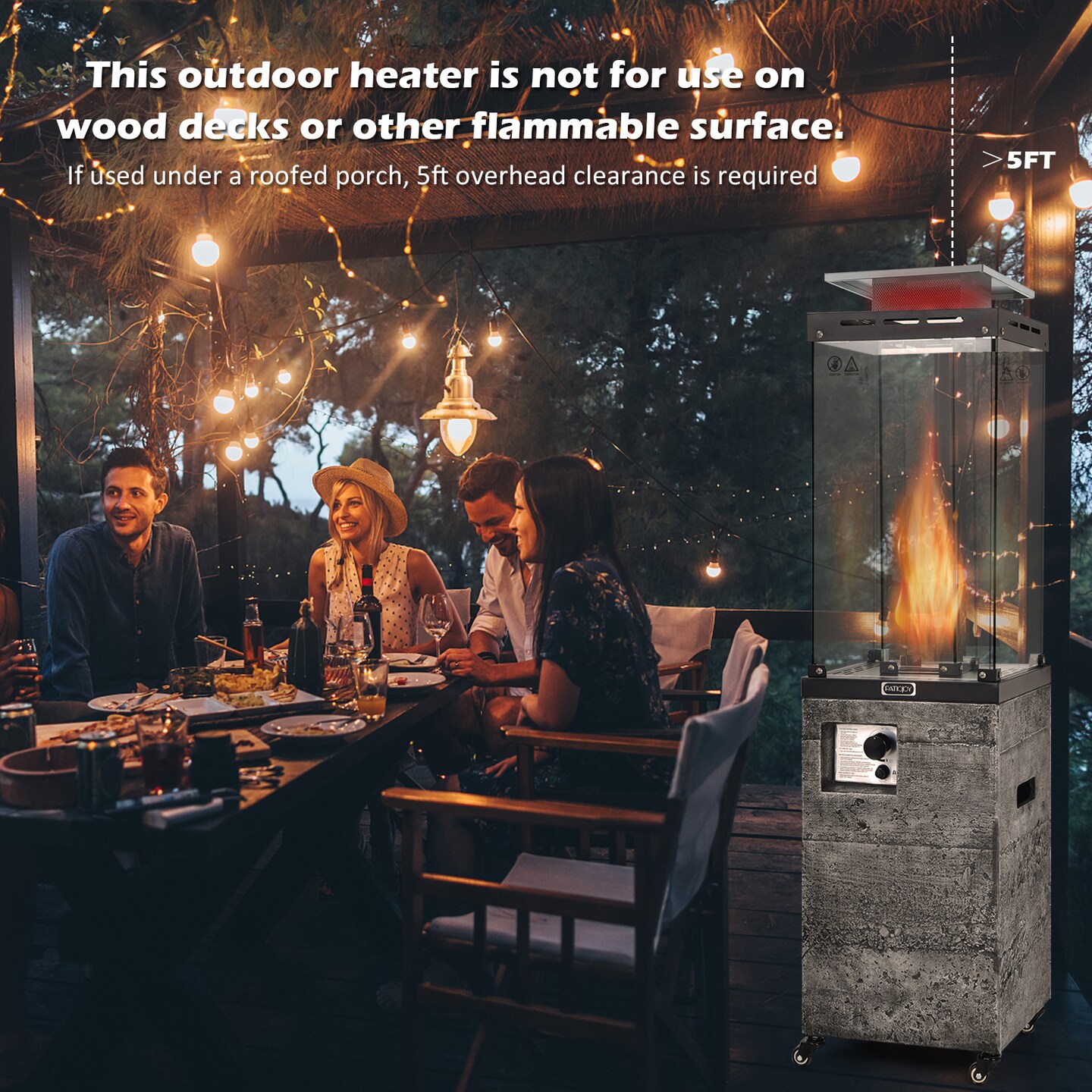 Propane Patio Heater with 41,000 BTU, Wheels and Waterproof Cover
