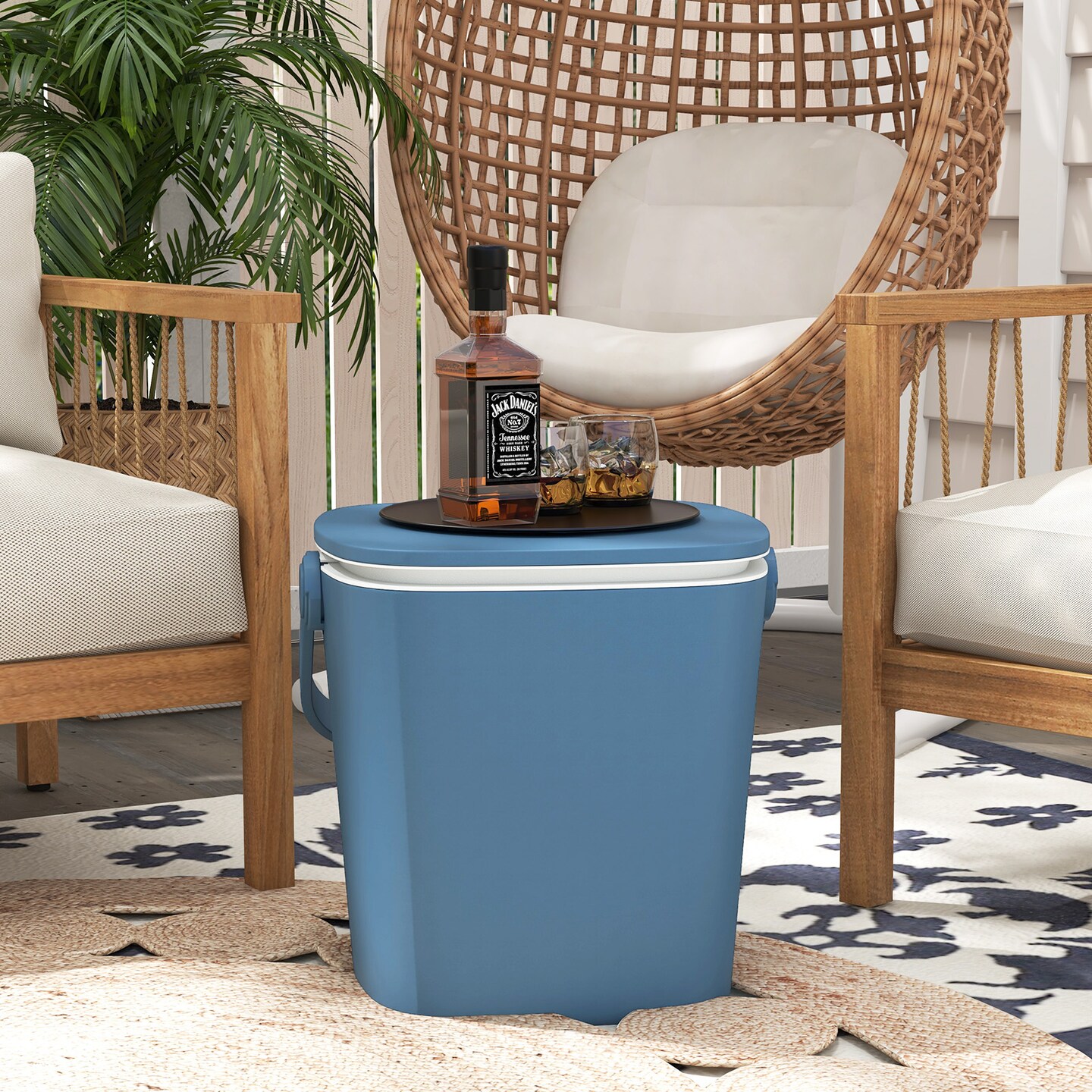 3-in-1 Cooler Bar Table with Storage Rack, Portable and Weatherproof