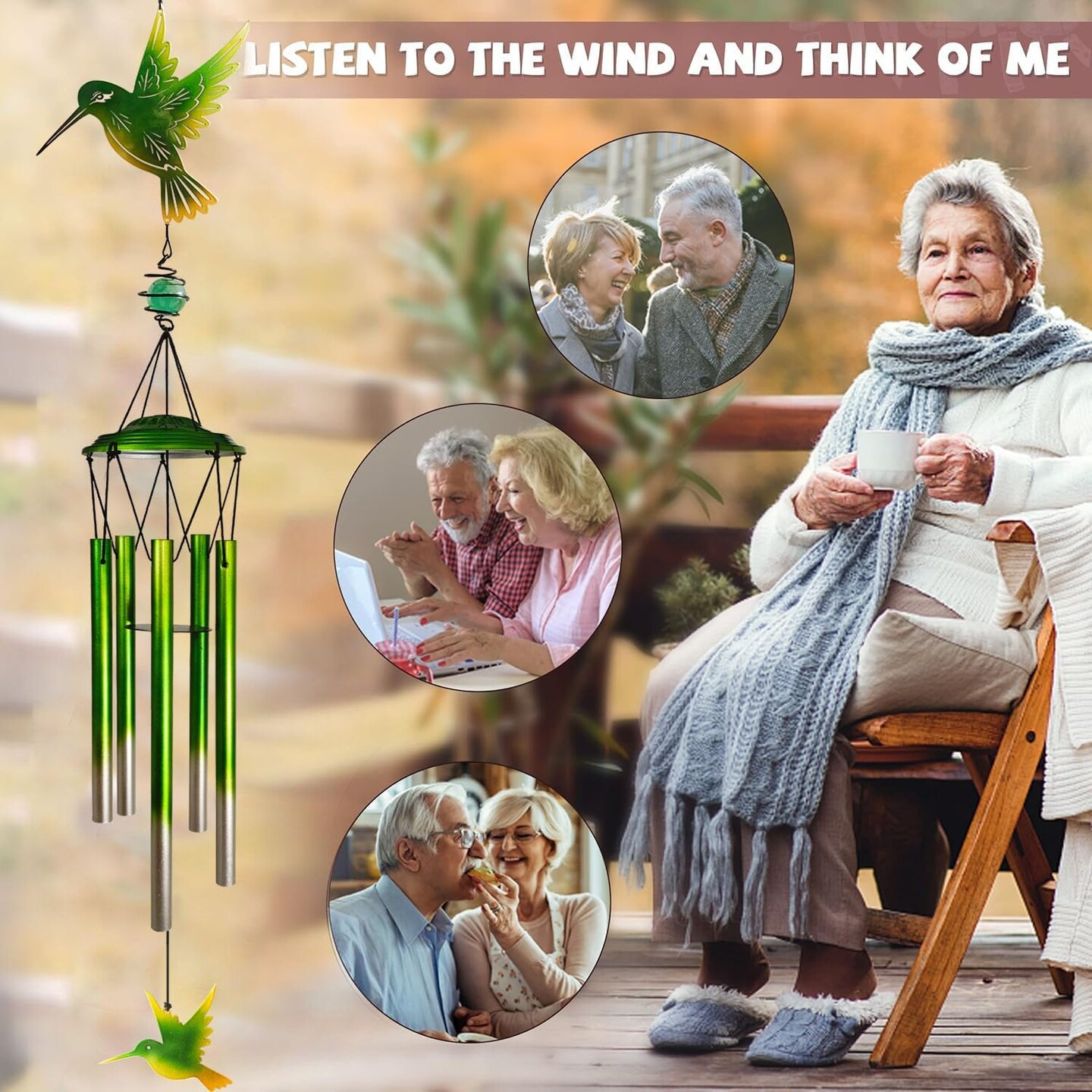 Hummingbird Wind Chimes, Outdoor Metal Wind Chimes Decor