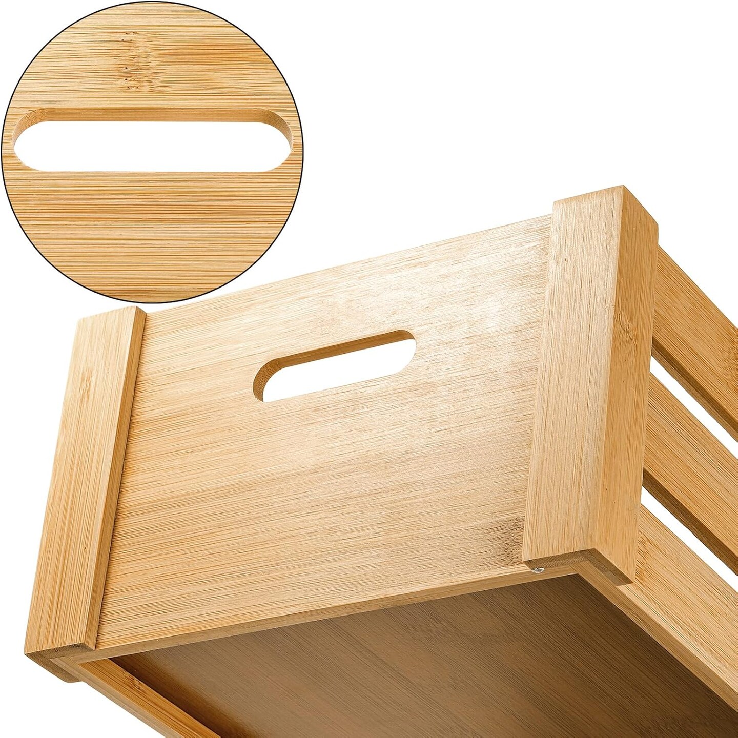 Set of 3 Bamboo Nesting Crates with Handles, Rustic Decorative Storage Container Box, Crate Box for Display, Farmhouse Bamboo Basket Bins for Fruit, Vegetable, Kitchen, Office, Bedroom, Closet
