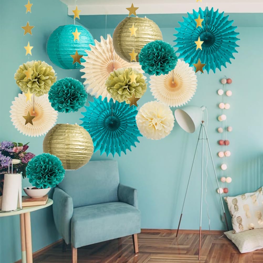 Teal and Gold Party Decorations Teal