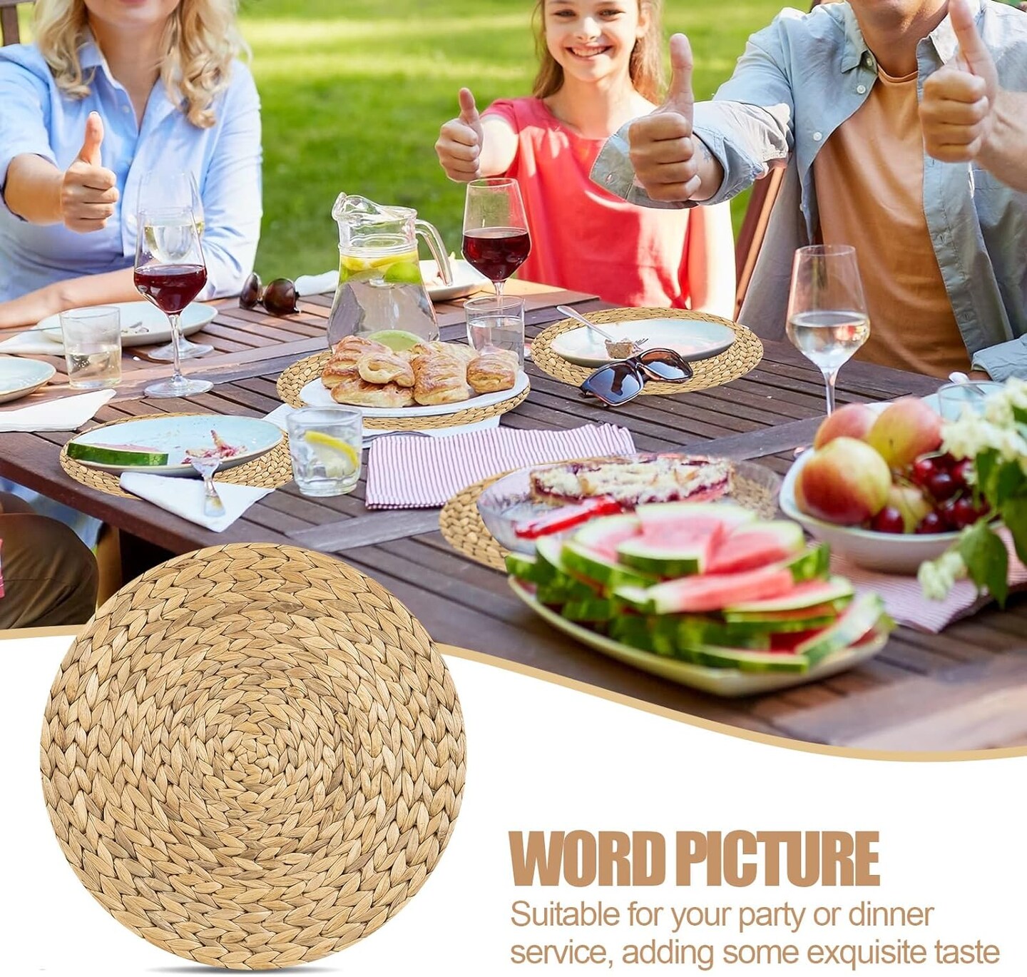 100 Pcs Disposable Printed Woven Paper Placemats Bulk 11 Inch Round Wicker Printed Chargers Place Mat Farmhouse Braided Rattan Tablemats