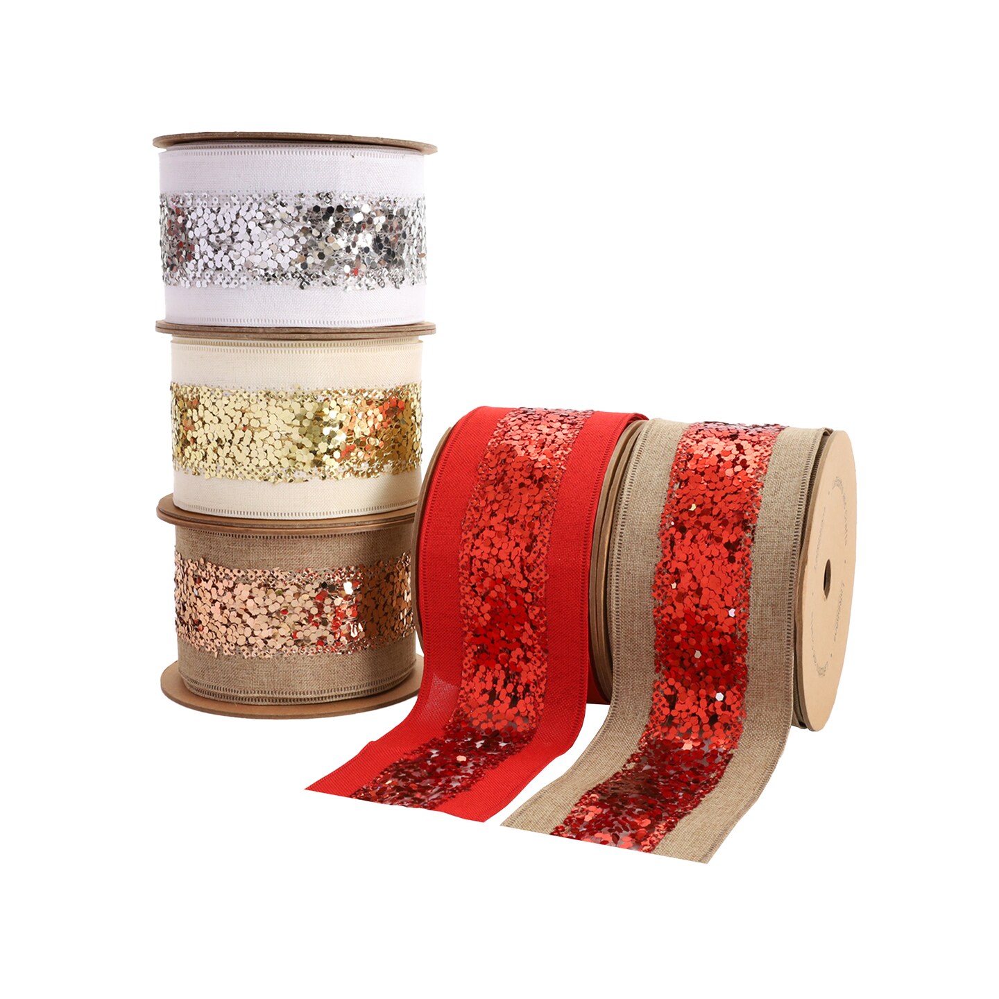 LaRibbons 2 1/2" Metallic Striped Wired Ribbon | 10 Yard Roll