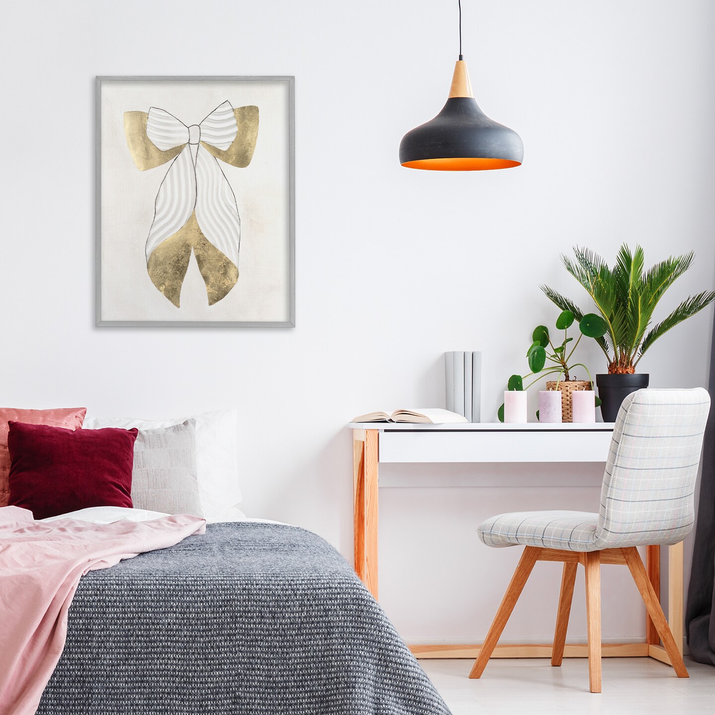 Stupell Industries Neutral Artful Bow Framed Giclee, design by Vanna Lam