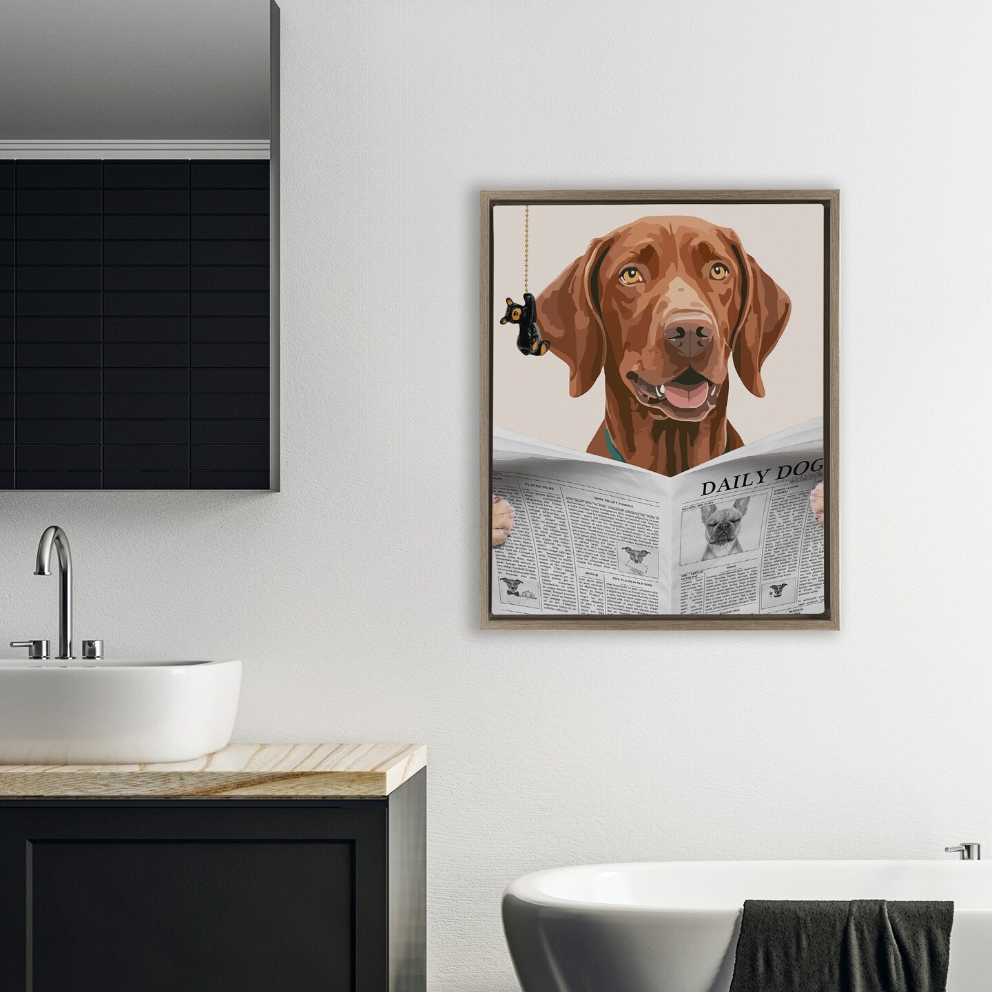 Stupell Industries Daily Hound Bathroom Humor Floating Frame, design by Jesse Keith