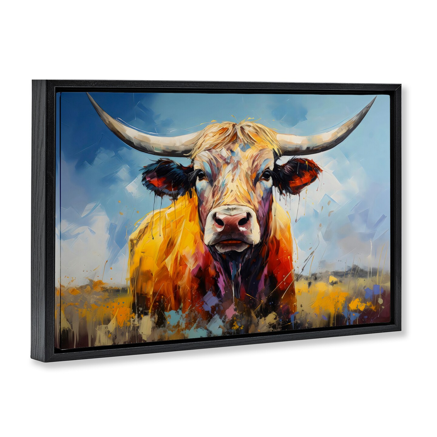 Stupell Industries Moody Longhorn Portrait Floating Frame, design by LSR Creative Studio