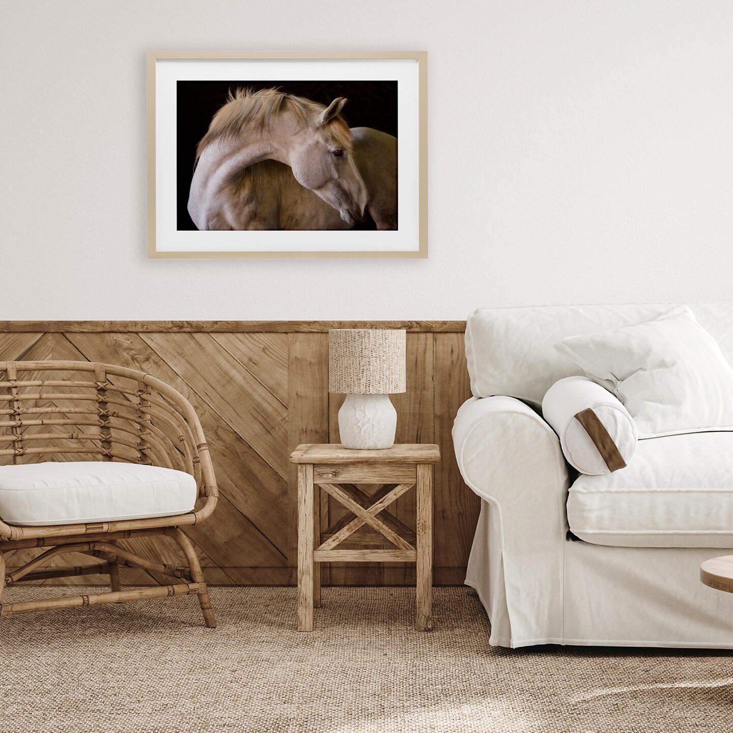 Stupell Industries White Beauty Horse Portrait Framed Print Under Glass, design by Sally Linden