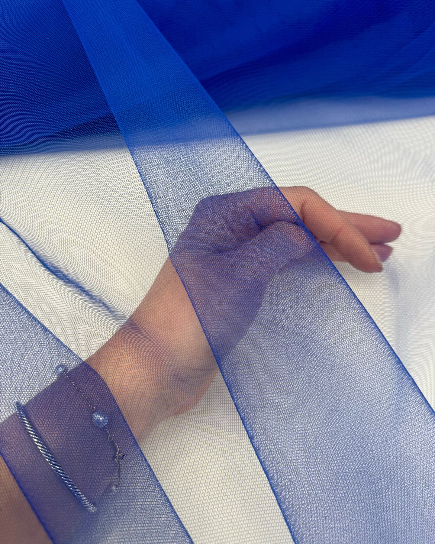 Royal Blue Nylon Tulle Fabric by the Yard, 63" Wide Soft Stretch Mesh Fabric for Veils, Wedding Dresses, Decor & Sewing