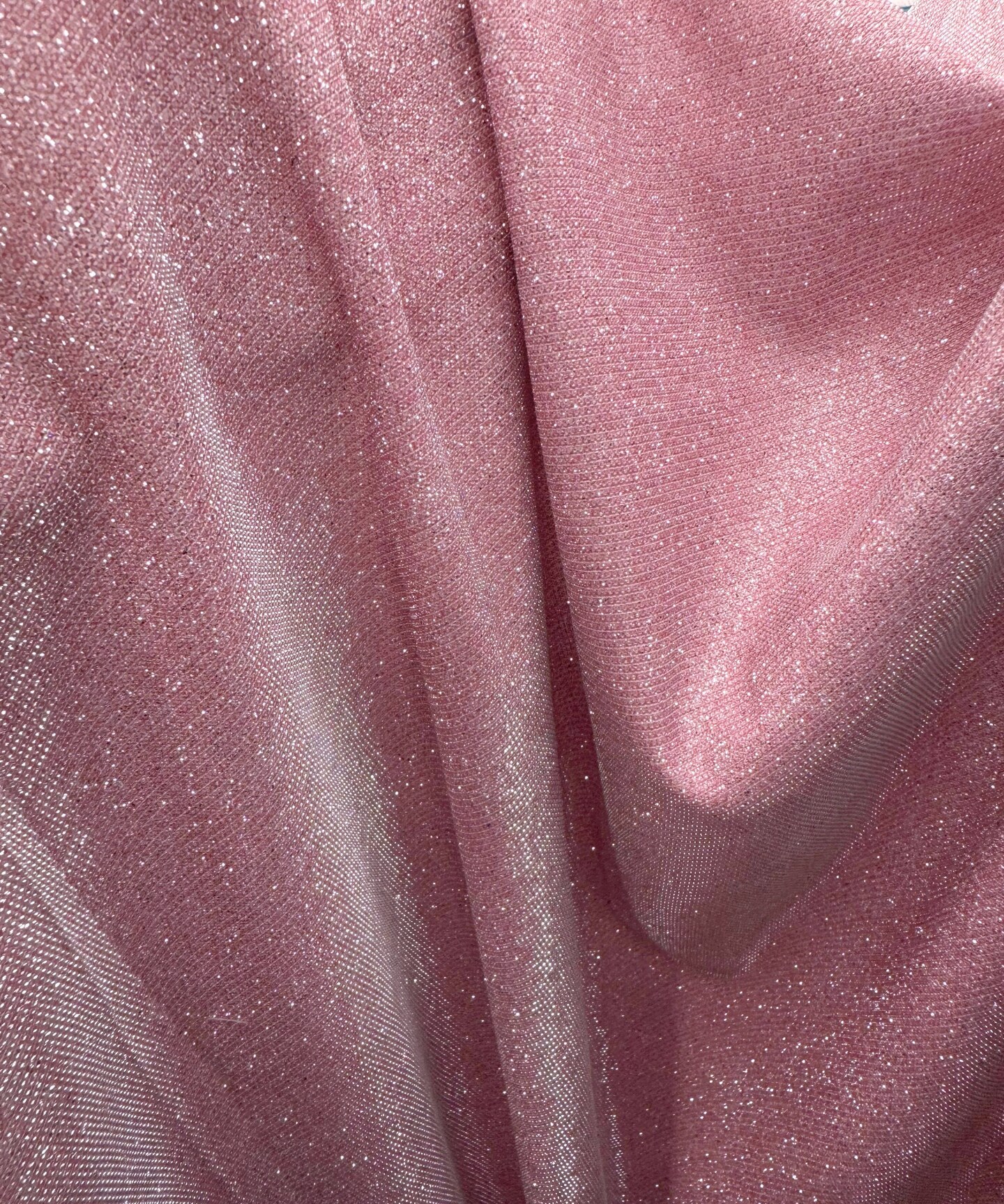 Pink Glitter Lurex Knit Fabric by the Yard, 2 Way Stretch, 60"