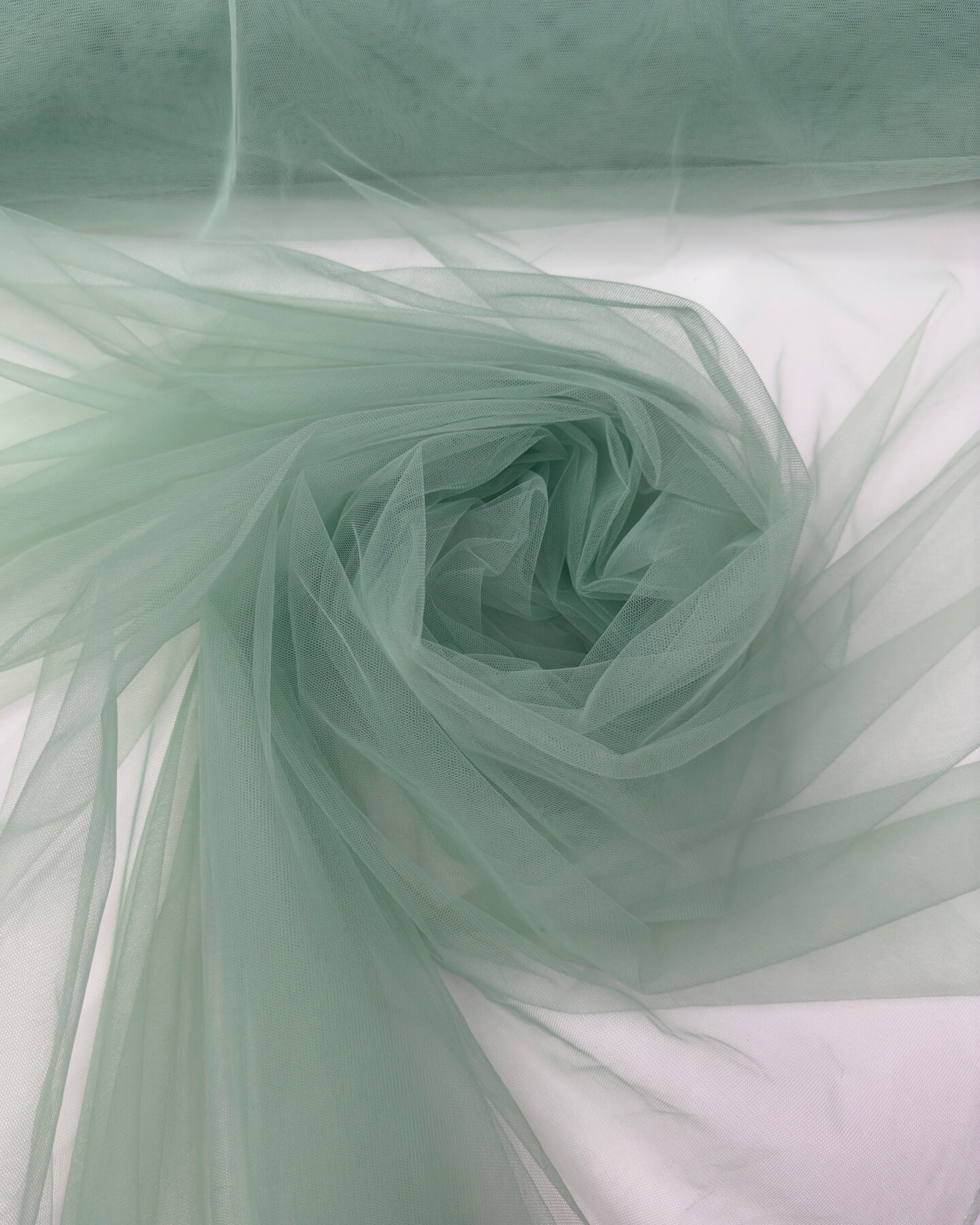 Sage Green Nylon Tulle Fabric by the Yard, 63" Wide Soft Stretch Mesh Fabric for Veils, Wedding Dresses, Decor & Sewing