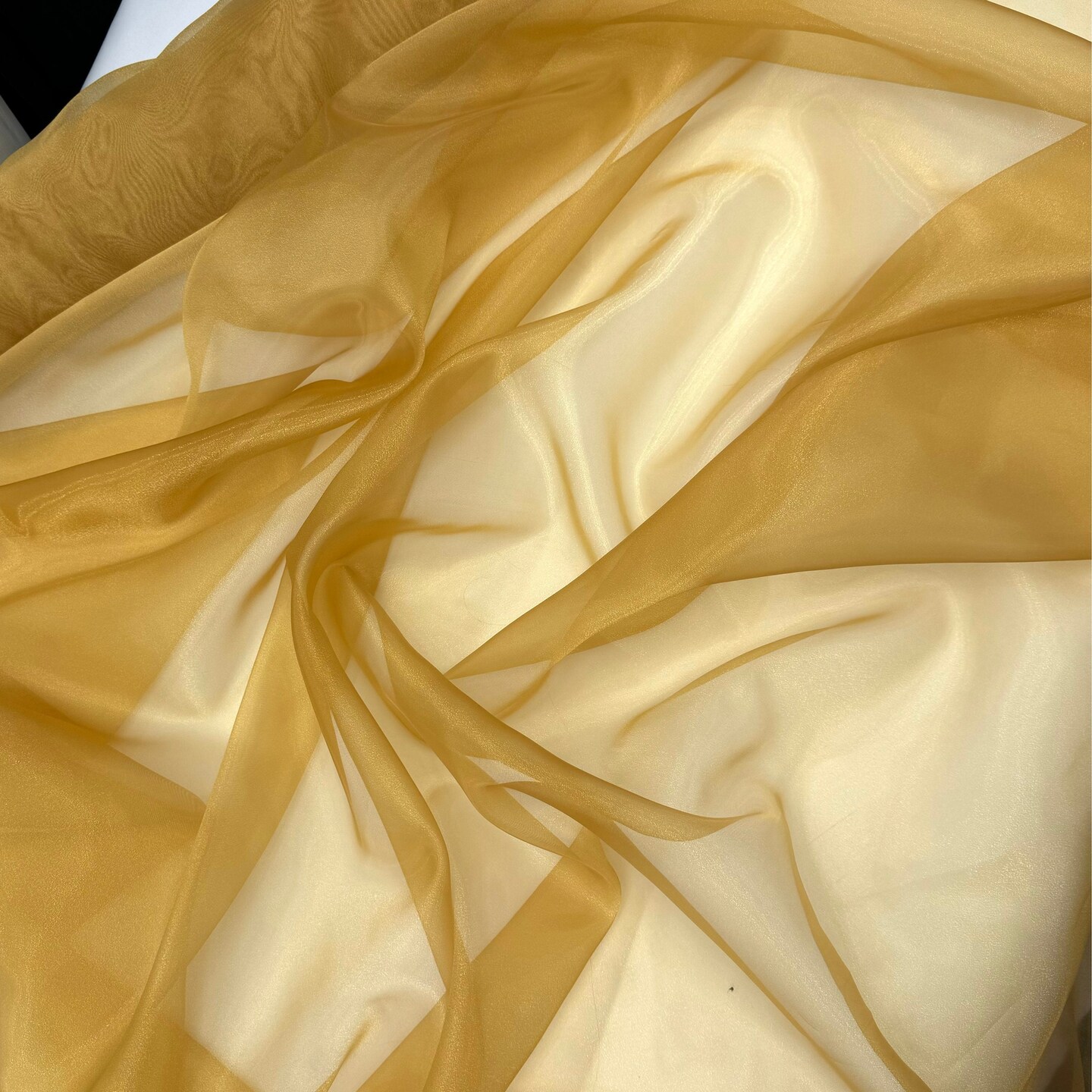 Gold Crystal Organza Fabric by the Yard, 60" Wide Sheer Lightweight Organza for Wedding Dresses, Event Decor, Curtains & Sewing