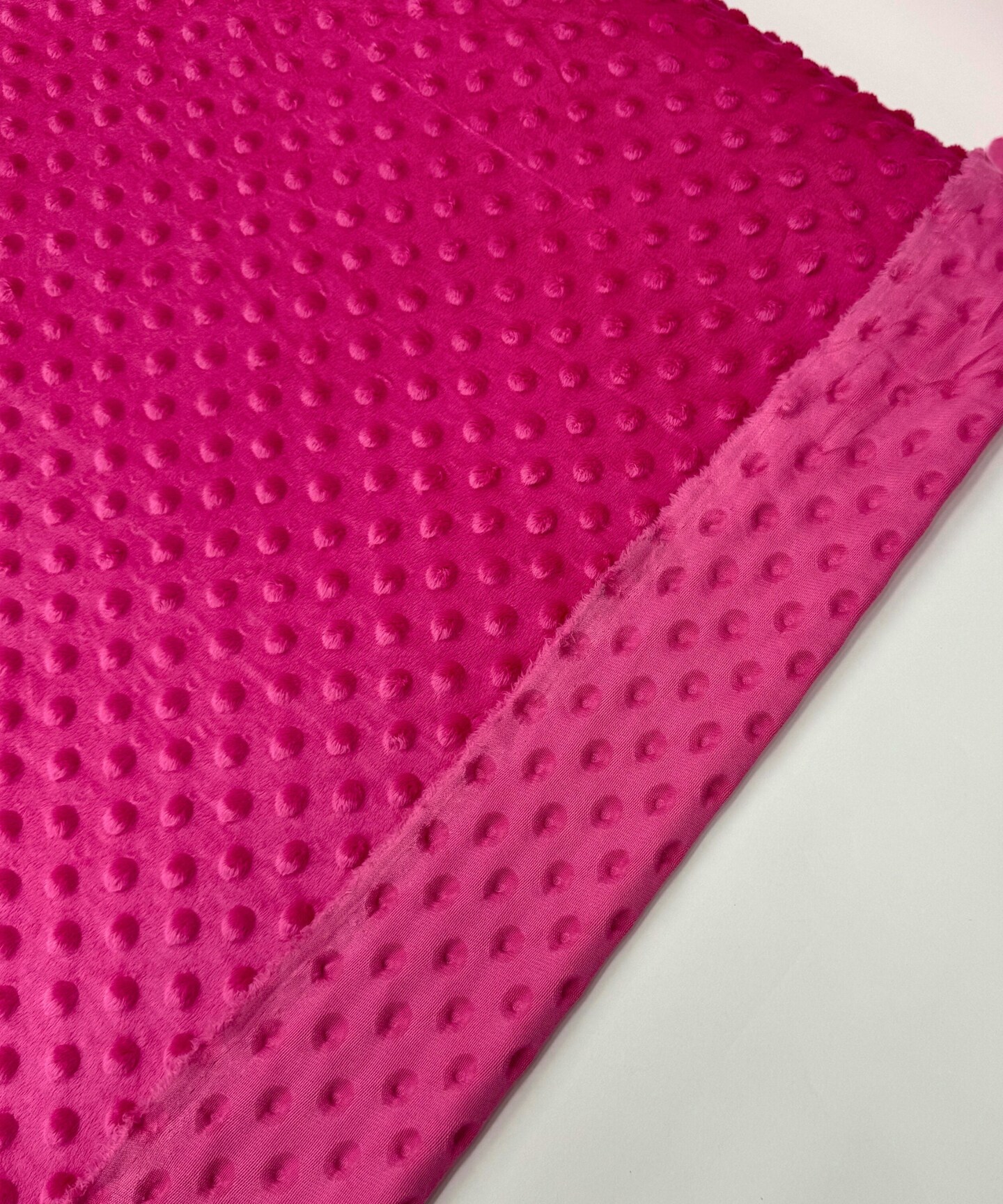 Hot Pink Minky Dot Fabric by the Yard, 60" Wide Ultra-Soft Plush Minky Fabric for Baby Blankets, Nursery Decor, Plush Toys & Sewing