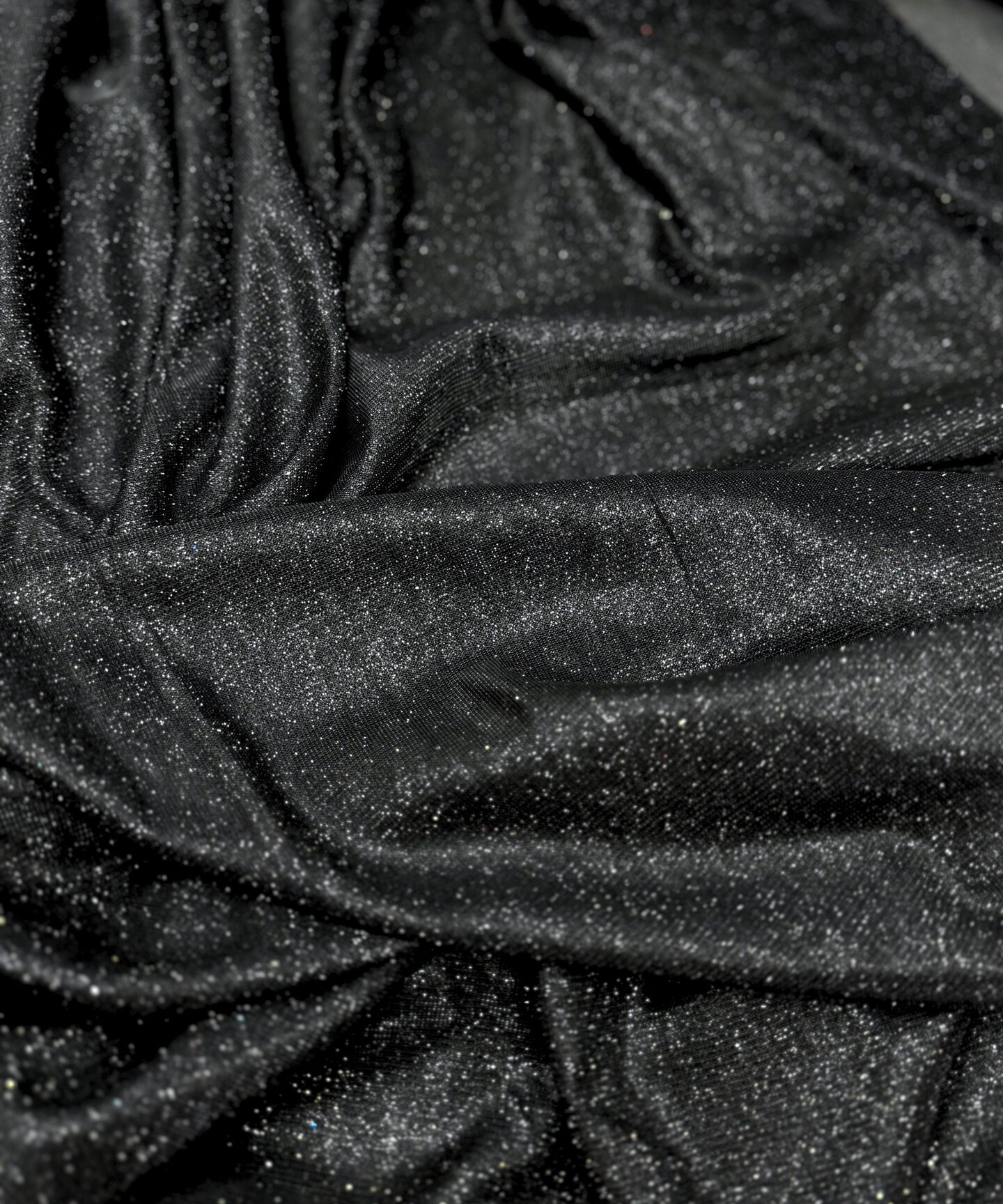 Black Glitter Lurex Knit Fabric by the Yard, 60" Wide Sparkle Metallic Stretch Fabric for Costumes, Gowns, Dancewear
