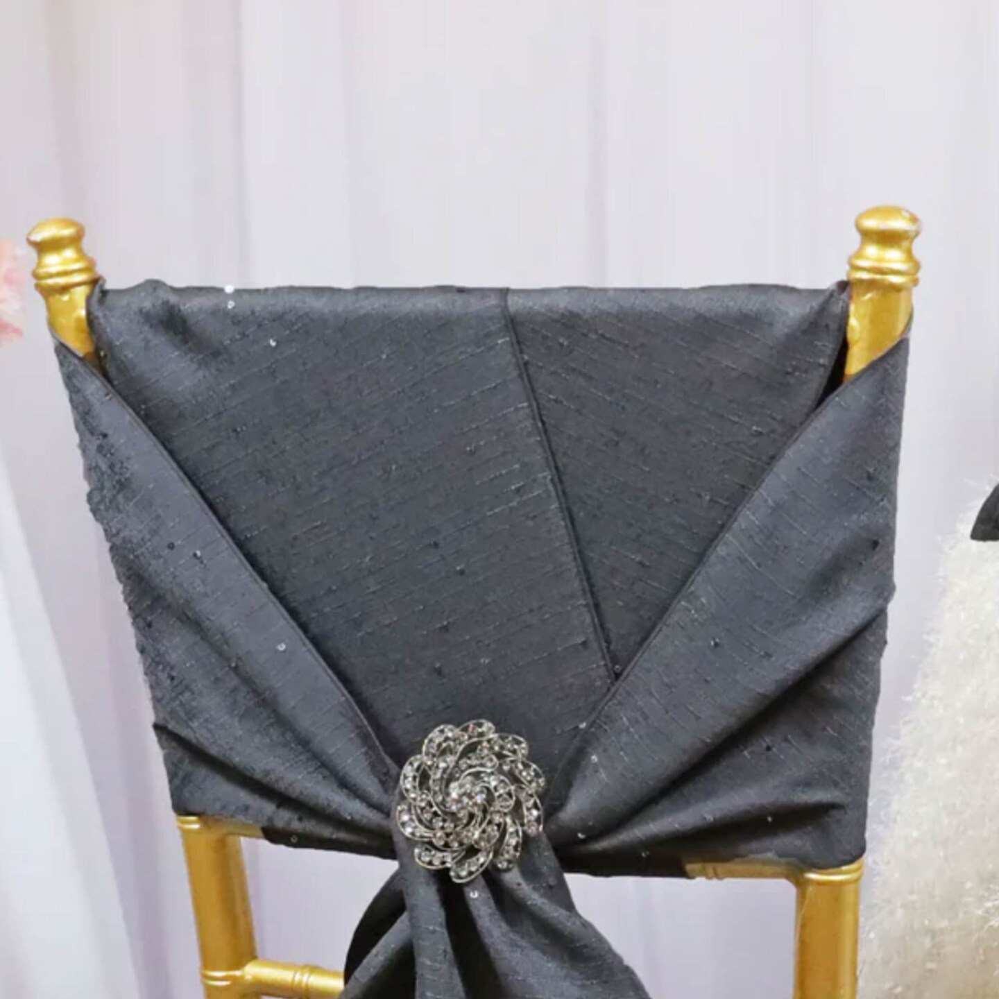 10 Pieces Pewter or Charcoal Sequin Burlap Chair Sashes, 8"x108" Rustic Glam Event Decor