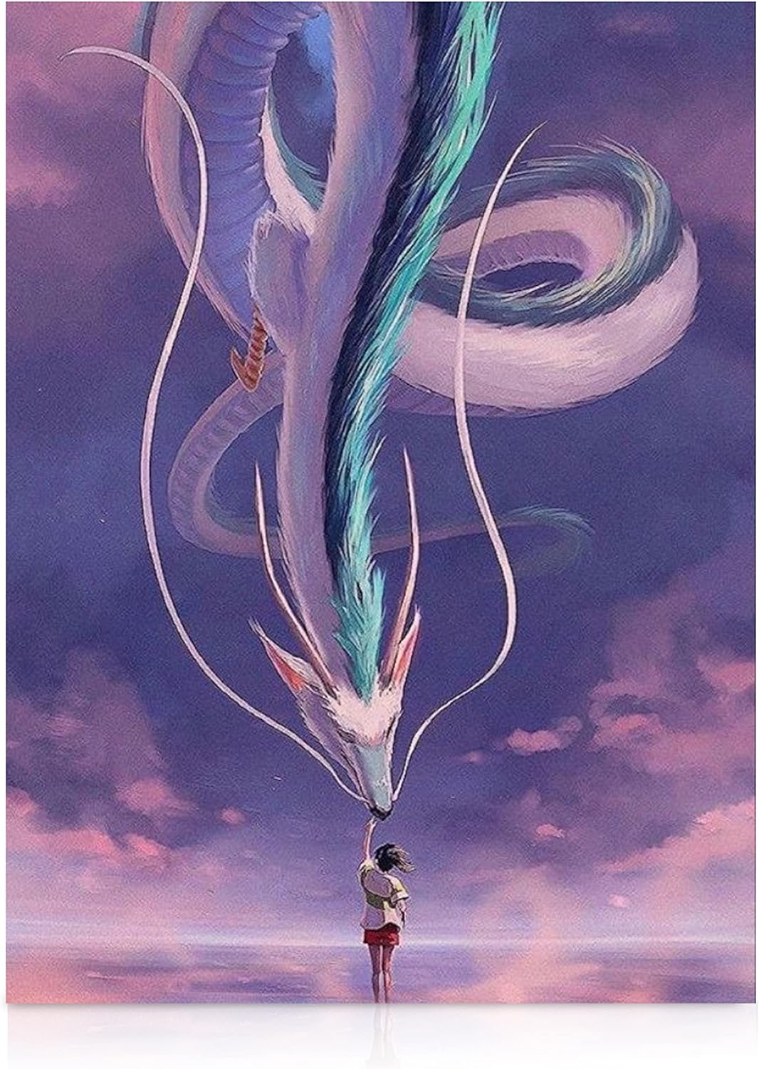 Anime Diamond Art Kits for Adults Spirited Away Dragon, 5D Diamond Painting for Adults, DIY Anime Wall Art, Purple Cross Stitch Gem Art, Full Round Drill 12x16in
