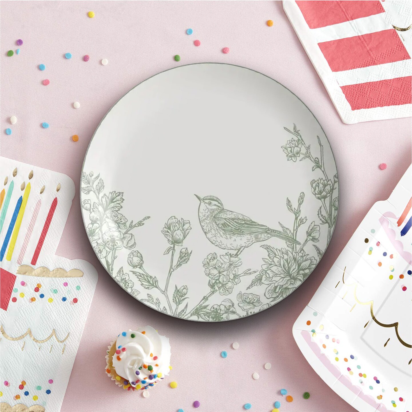 120 Count Earthtrends Yaffa Paper Plates for Party Catering Events Assorted Colors 8 Inch