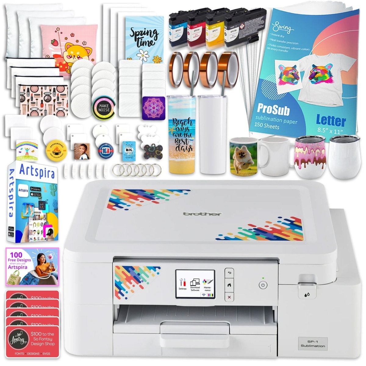 Brother SP-1 Sublimation プリンター 本体 Brother SP-1 Sublimation Printer with Deluxe Starter Bundle | Michaels