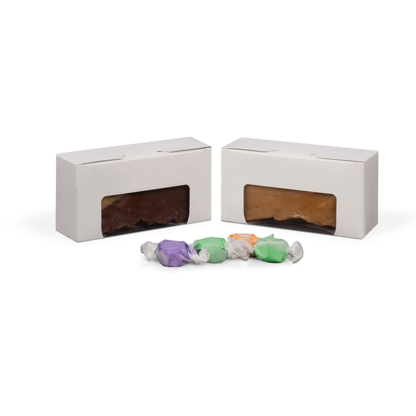 Made in USA - 50 Boxes - Candy & Fudge Boxes - 1/2 lb. White with Window