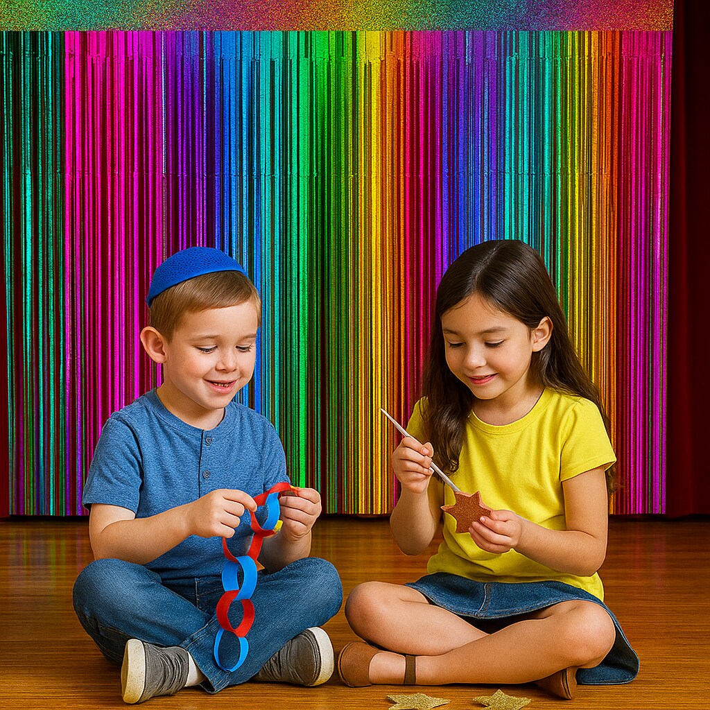 Multicolor Metallic Tassel Curtain Backdrop, 39" x 78" Party & Event Decoration