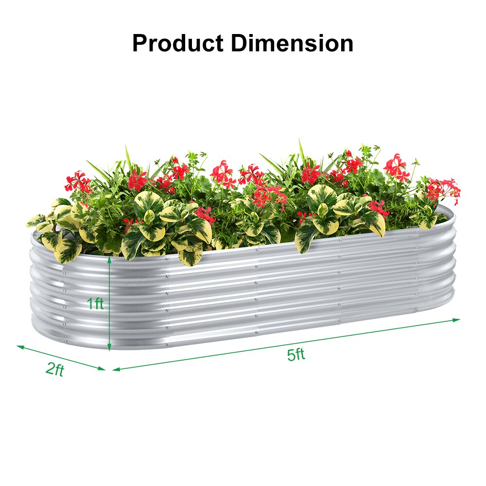 Outdoor Galvanized Raised Planter Box Oval Large Metal Raised Bed Vegetable Flower Fruit Horse Trough