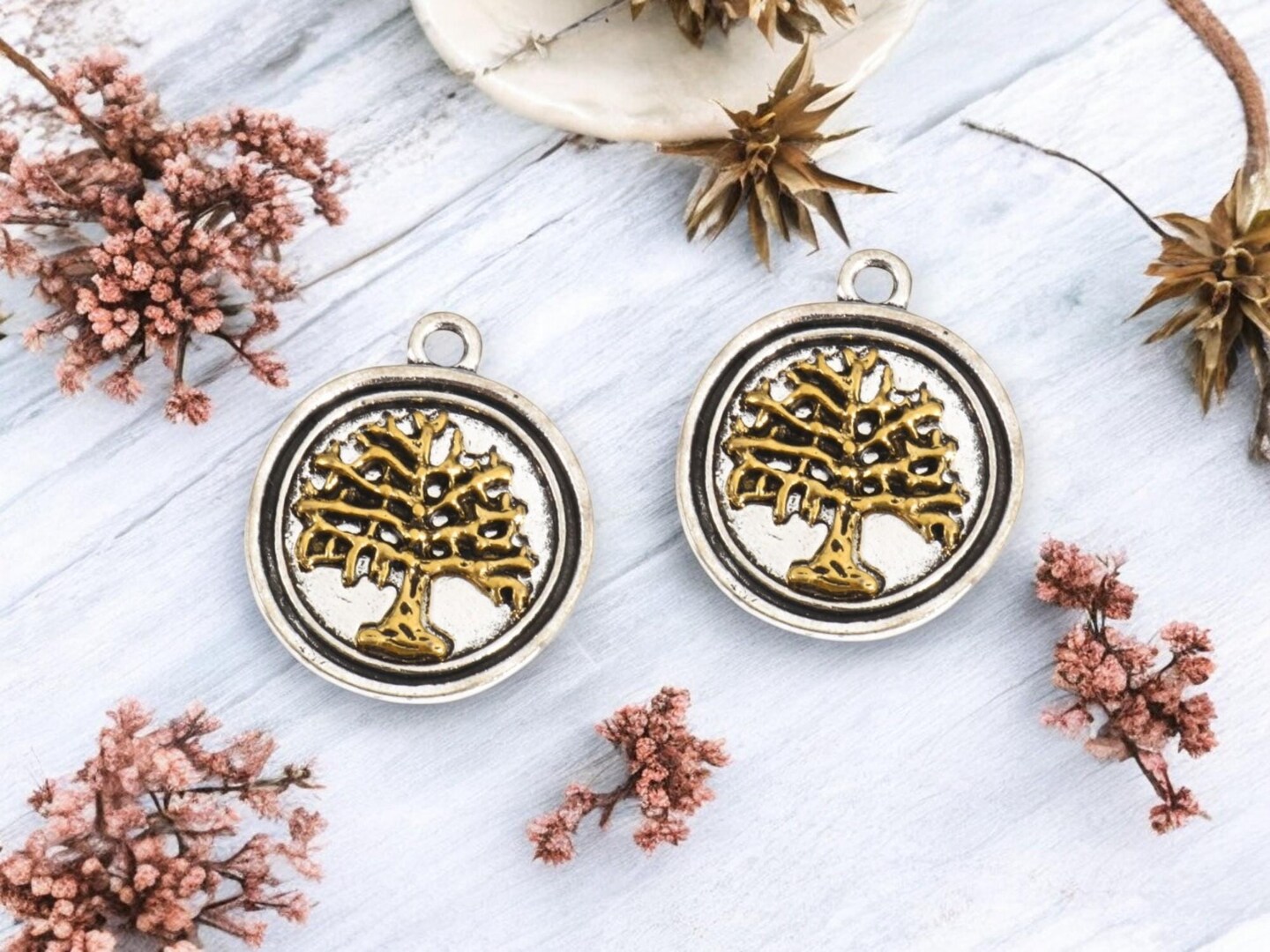 *10* 23x20mm 2 Tone Silver/Gold Tree of Life Charms