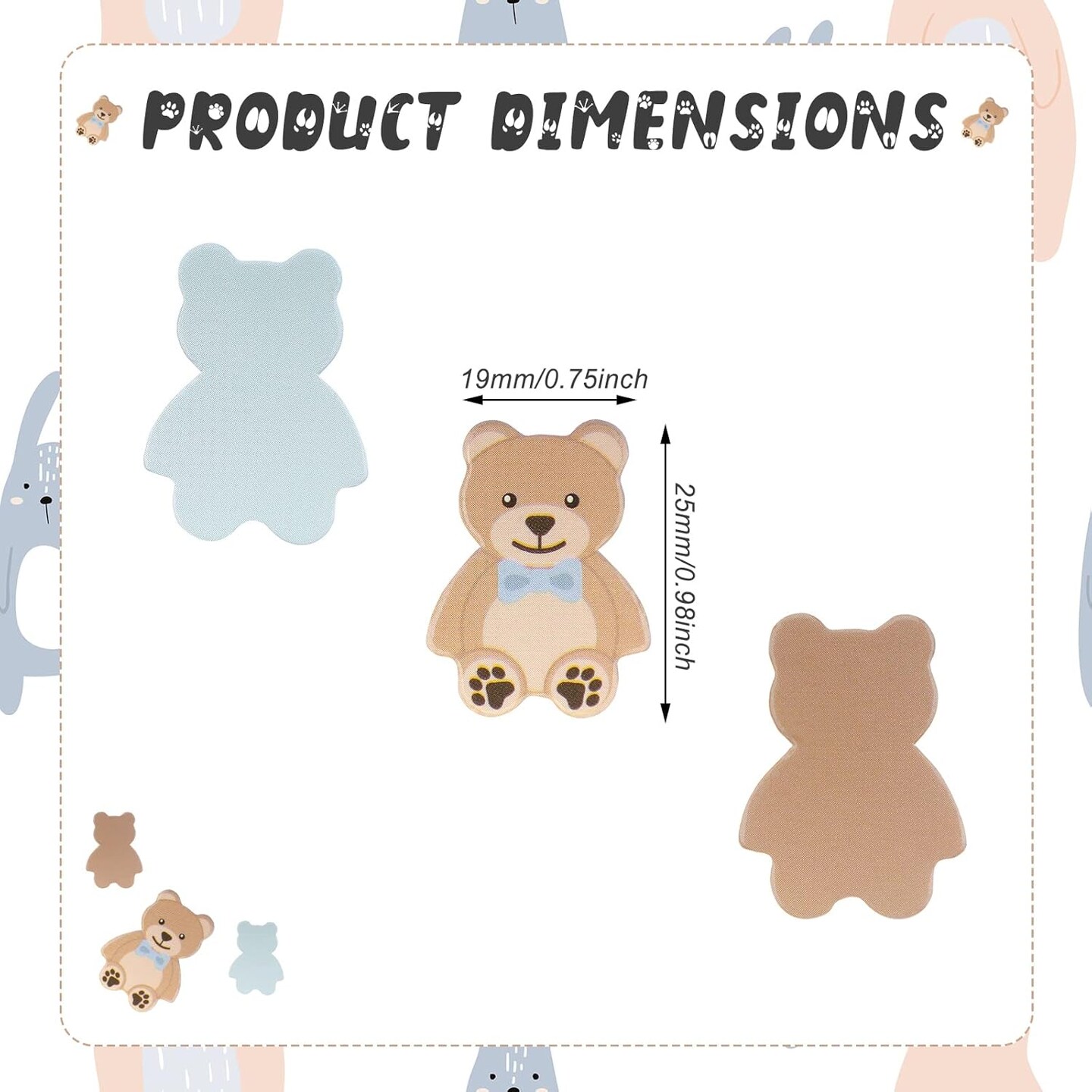 300 Pieces Bear Confetti Baby Shower Paper Confetti for Holiday Festival Party Table Home Decorations, 0.98 Inch(Blue, Brown)