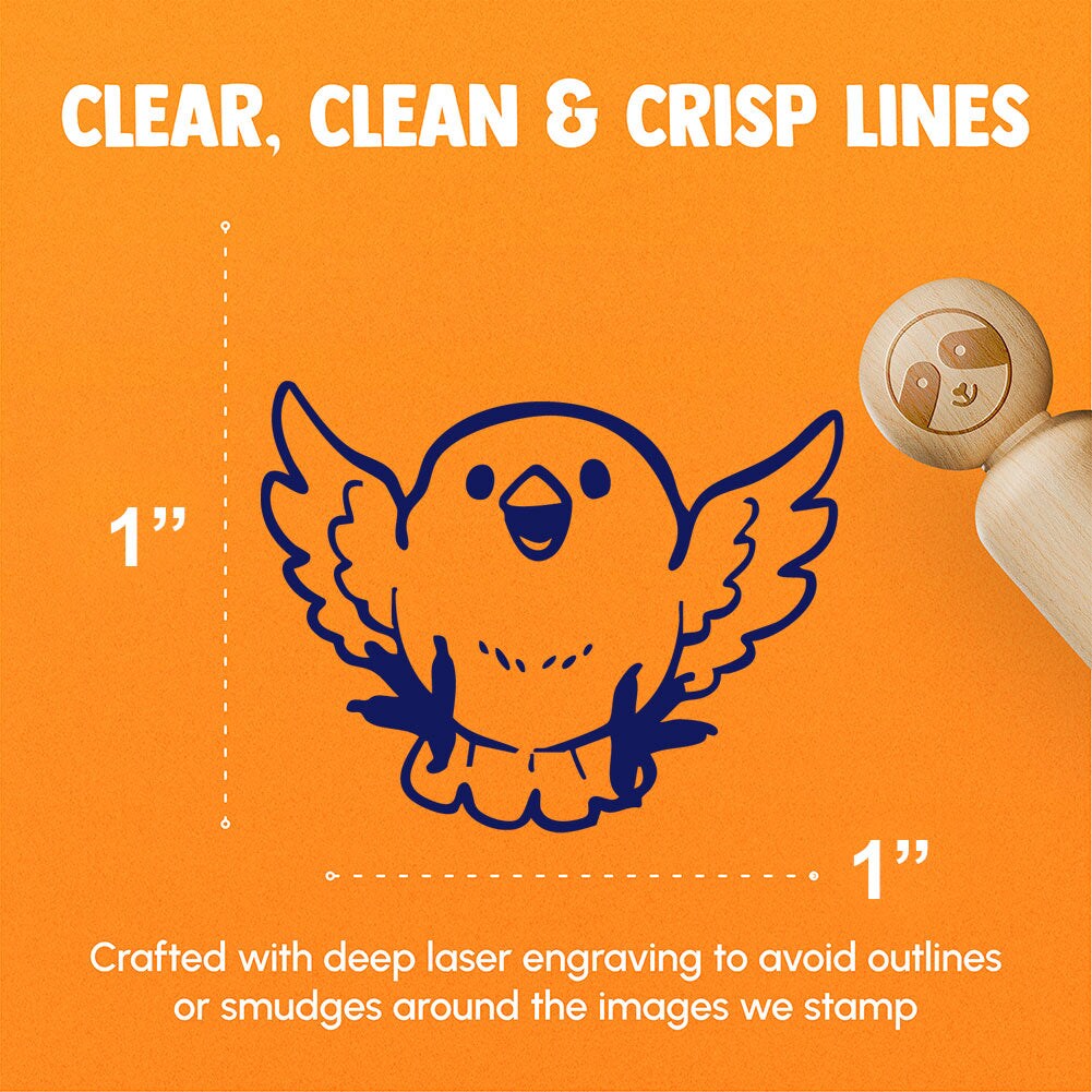 Cute Happy Excited Floating Bird Rubber Stamp for Stamping Crafting Planners