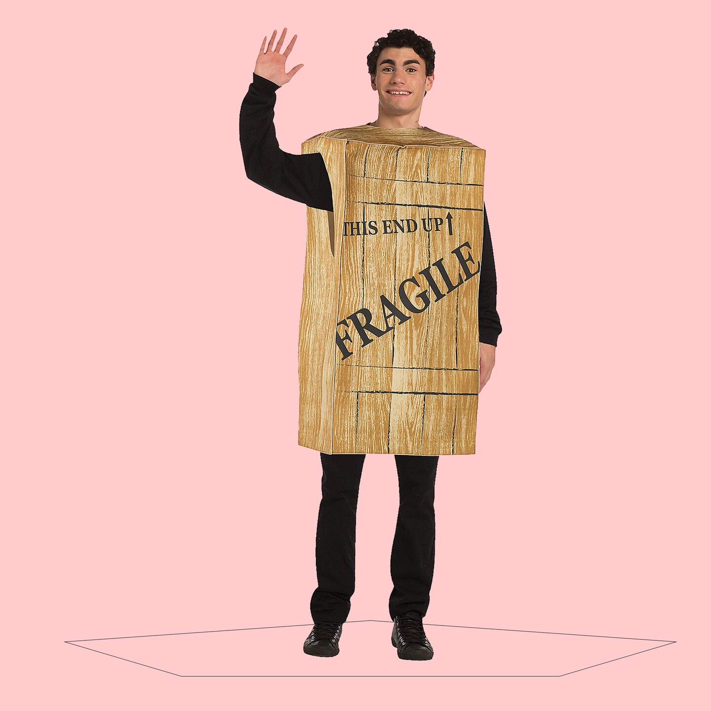 Fragile Crate Adult Costume &#x2013; Funny Package Box Outfit