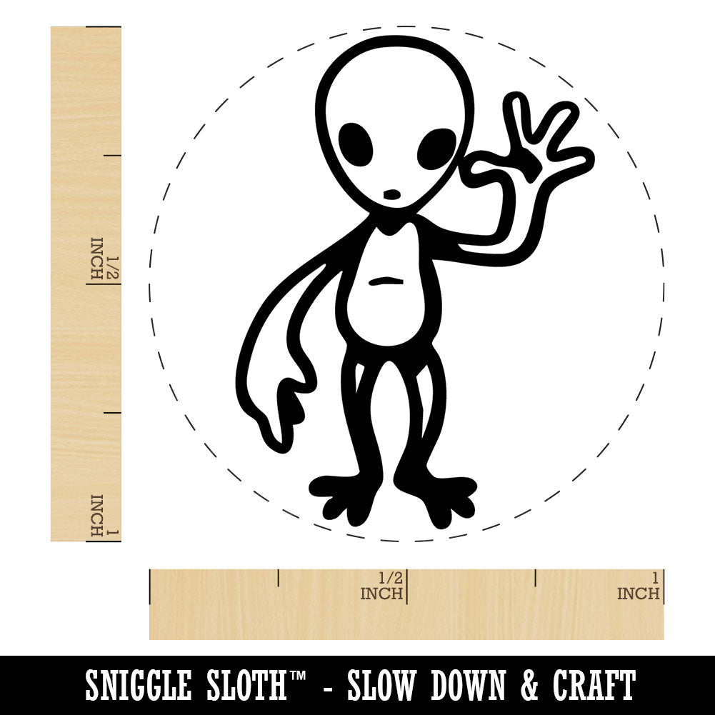 Waving Gray Alien Extraterrestrial Scifi Science Fiction Self-Inking Stamp