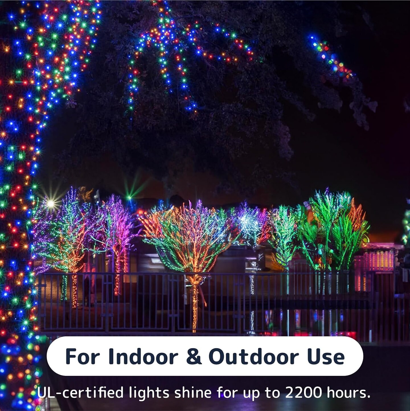 100-Count 20ft Multicolor Christmas String Lights – Incandescent Indoor & Outdoor Lights with Green Wire for Trees, Patios, Fences, and Holiday Decorations (Multicolor)
