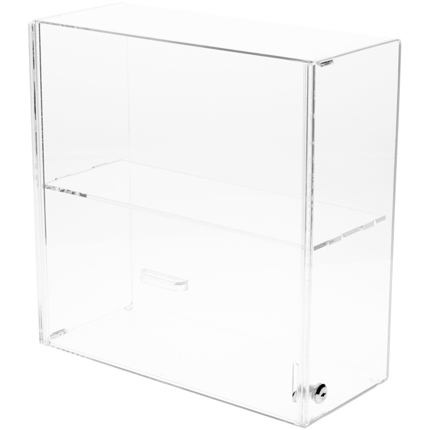 Plymor Clear Acrylic Locking Display Case with Sliding Back, 1 Shelf