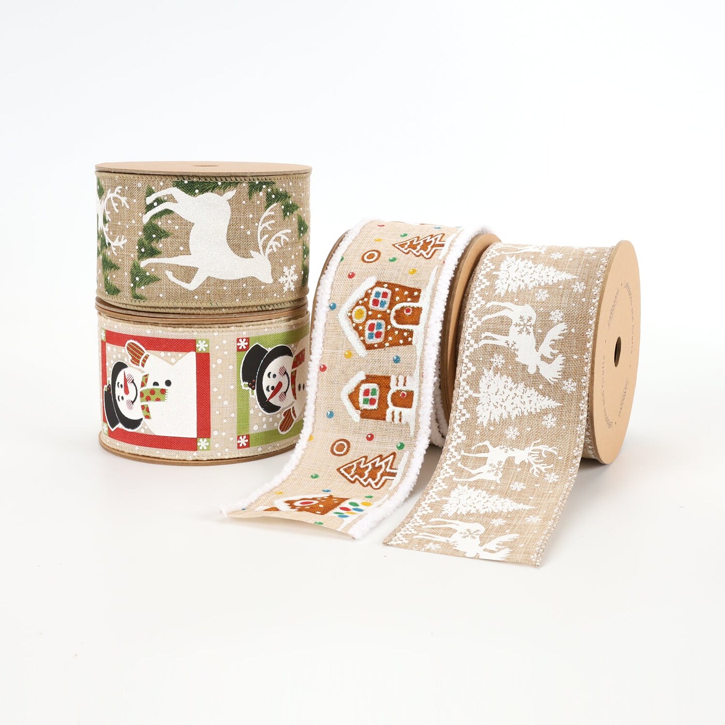 LaRibbons 2 1/2&#x22; Wired Ribbon | &#x22;Gingerbread House&#x22; Natural/Multi | 10 Yard Roll