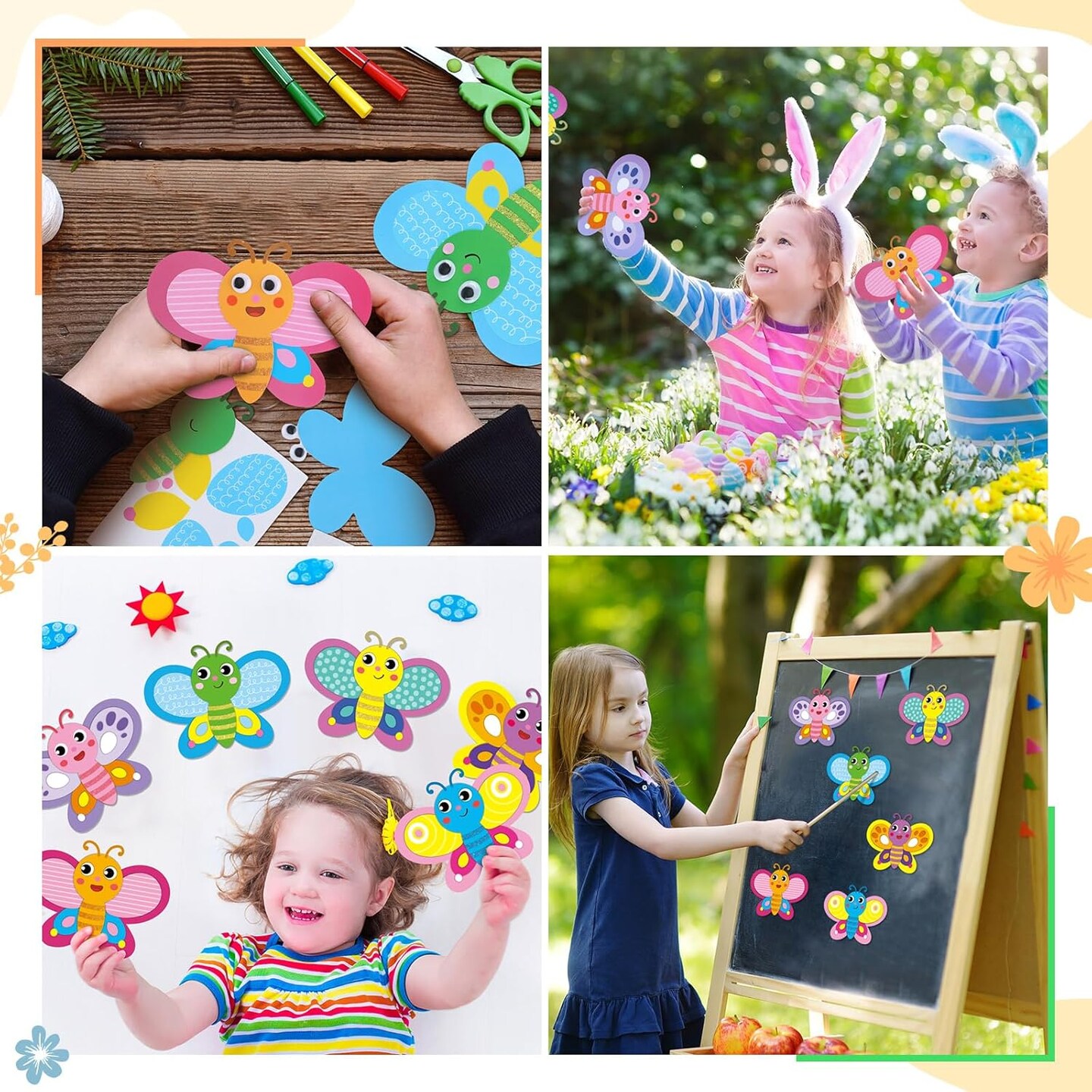 24 Set Butterfly Crafts for Kids Butterfly Paper Craft Kit with Eyes Make Your Own Spring Summer Crafts