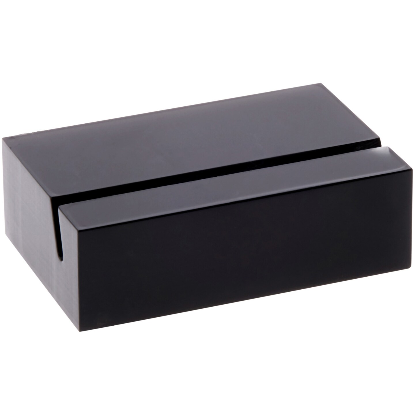 Plymor Black Acrylic Block with Sign Display Holder Slot, 1.5&#x22; W x 1&#x22; D x .5&#x22; H