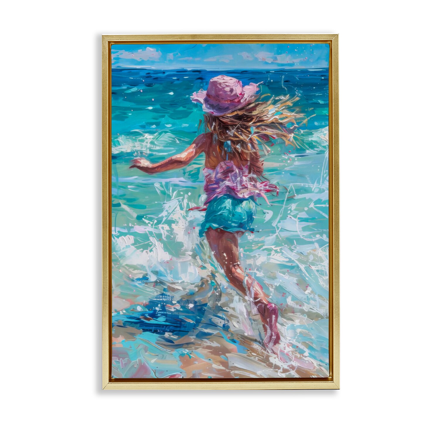 Stupell Industries Summer Beach Fun Girl Floating Frame Design by