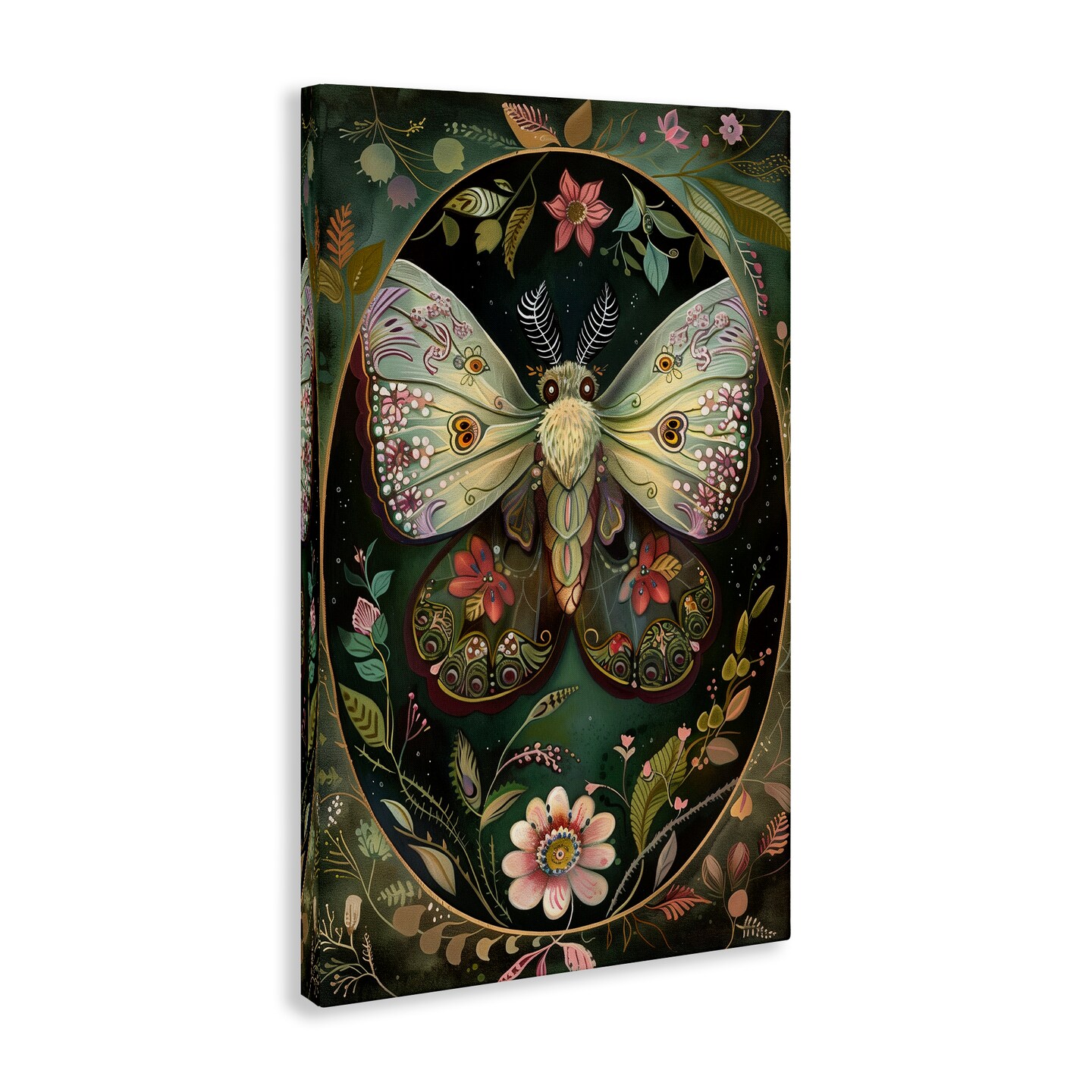 Stupell Industries Green Toned Victorian Moth Canvas Design by The Dutch Lady