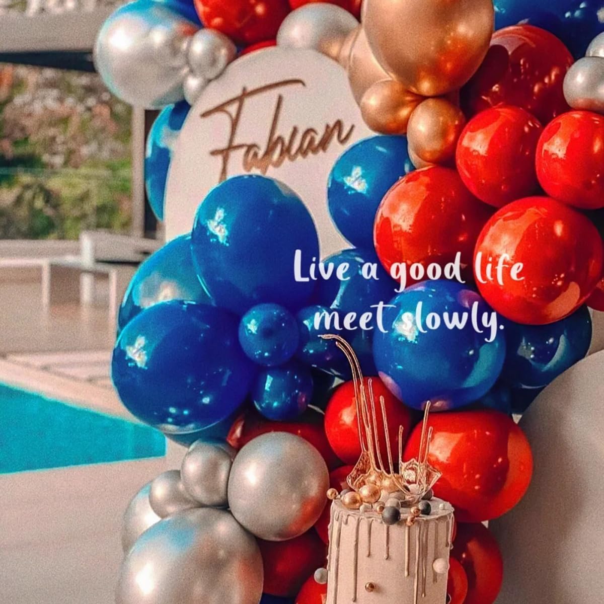 Blue Red White Balloons Arch Garland Kit, 147 Pcs Royal Blue Red White Confetti Blue Red Balloon for Graduation Birthday Party Decorations
