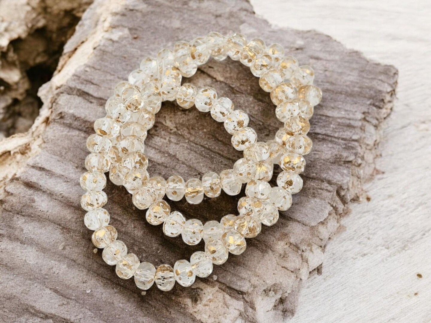 Washed Gold *30* 3x5mm Antique Gold Washed Crystal Fire Polished Rondelle Beads ...