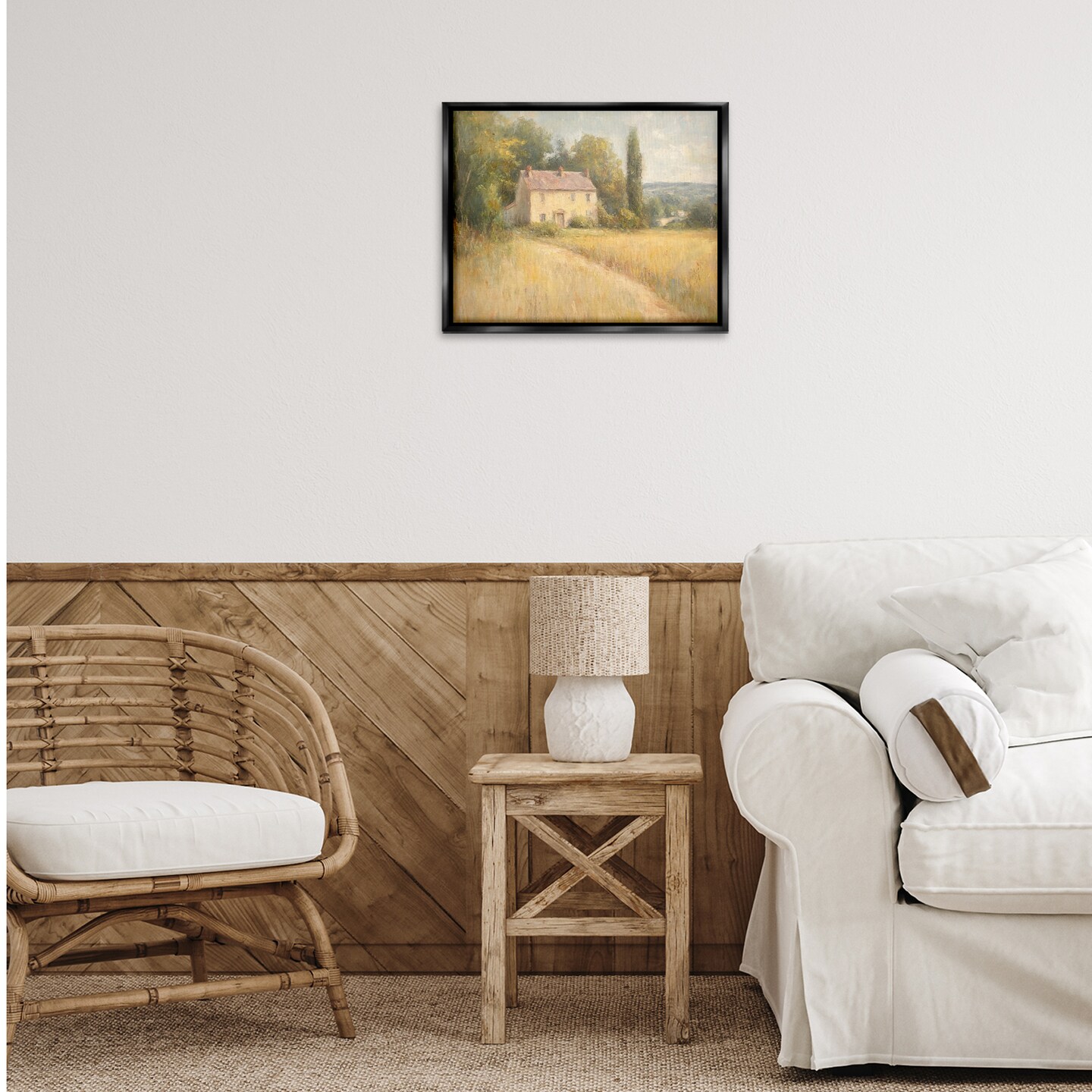 Stupell Industries Hide Away Cottage House Floating Frame Design by Petal Prints Design