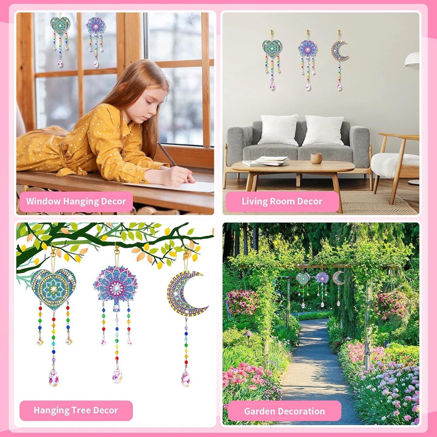 Summer Gift for 6-7-8-9-10 Yeal Old Girls Boys: Arts and Crafts for Kids Age 6-8-10-12 Diamond Art Wind Chimes Kit for Girl Toys Age 5-11 Present Sun Catcher DIY