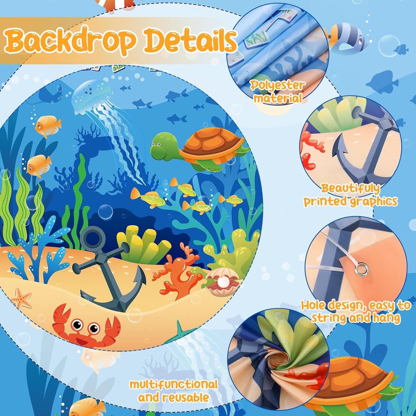 Ocean Classroom Decor Happy to Sea You Background Door Cover First Day of School DIY Octopus Door Banner Front Porch Sign for Back School Supplies Summer Party Decor