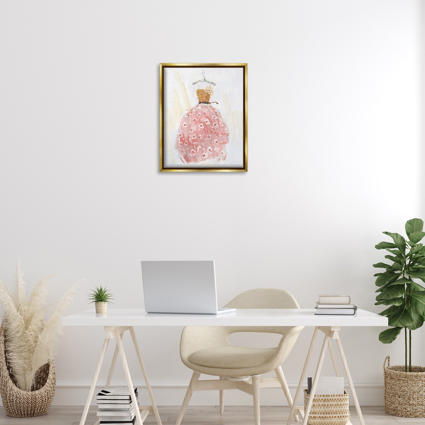 Stupell Industries Elegant & Sophisticated Pink Gown Floating Frame Design By Sally Swatland