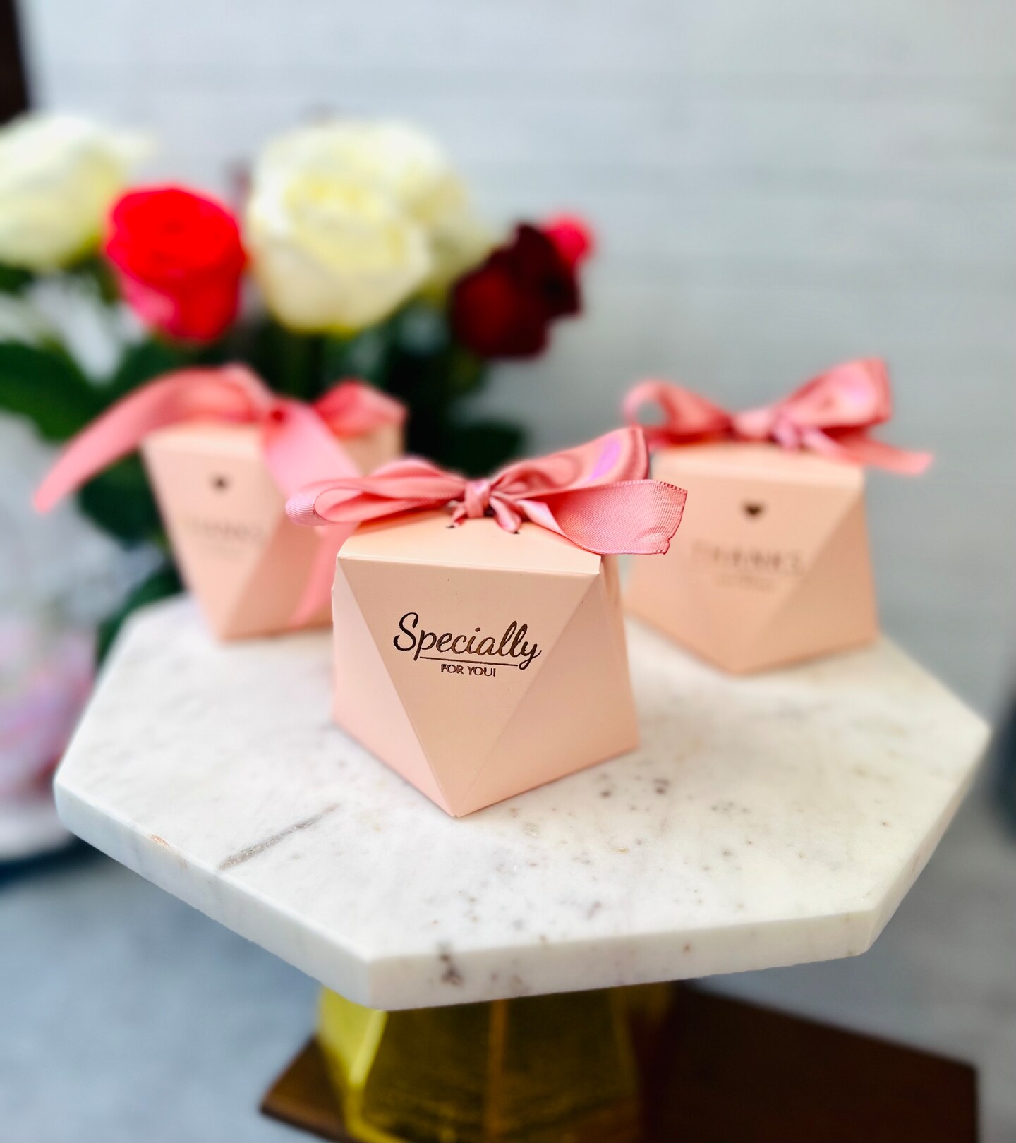 50-Piece Wedding Favor Boxes With Ribbon – Small Candy Or Gift Boxes, Flower Theme